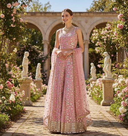 Sharara/flared plazo- 3 piece set