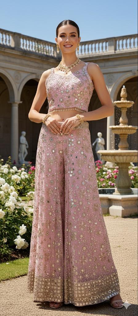 Sharara/flared plazo- 3 piece set