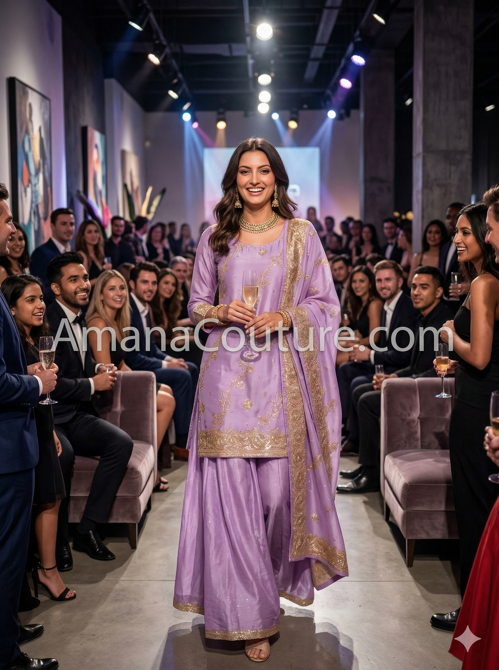 Royal Purple Flowy Pure Shimmer Silk Sharara Set