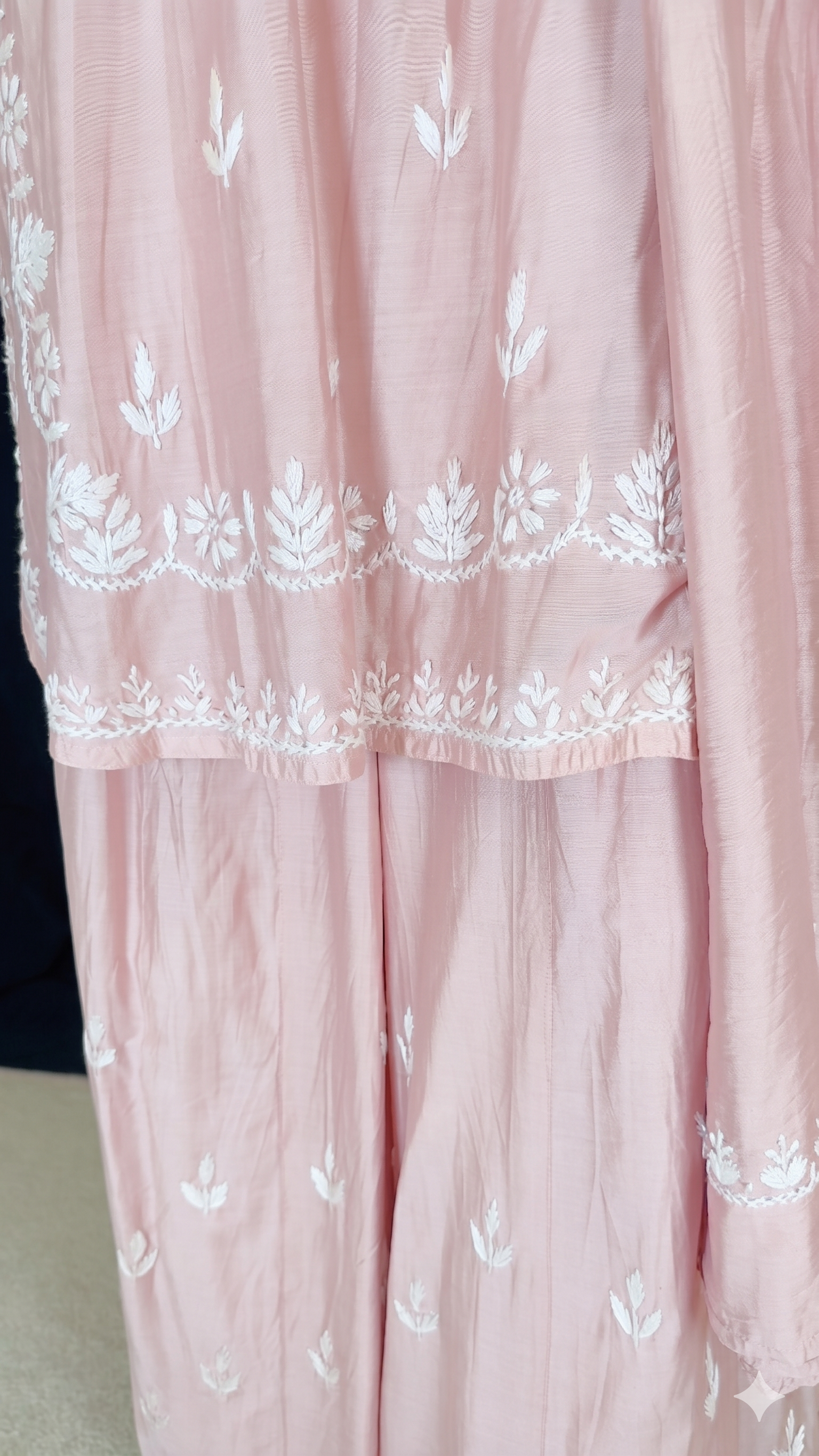 Soft Light Pink / Blush Pink Chanderi Cotton Silk Sharara Set