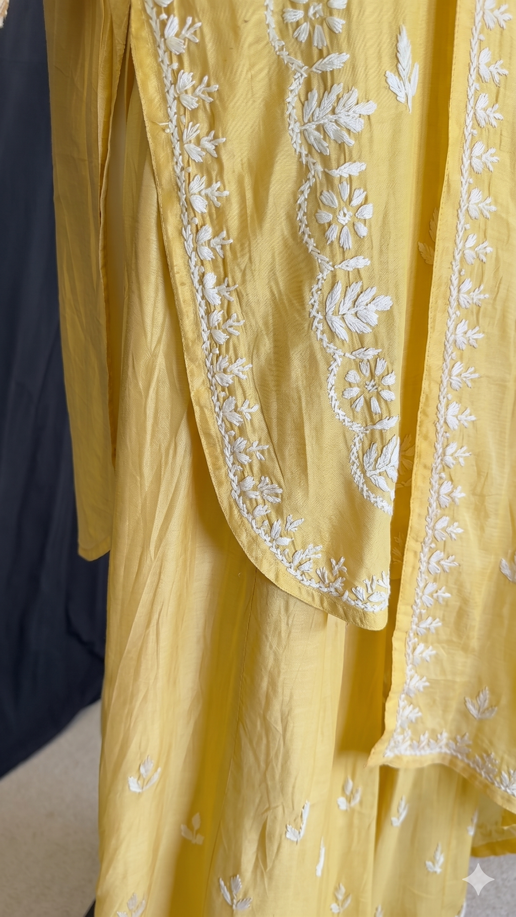 Lemon Yellow / Pastel Yellow Chanderi Cotton Silk Sharara Set