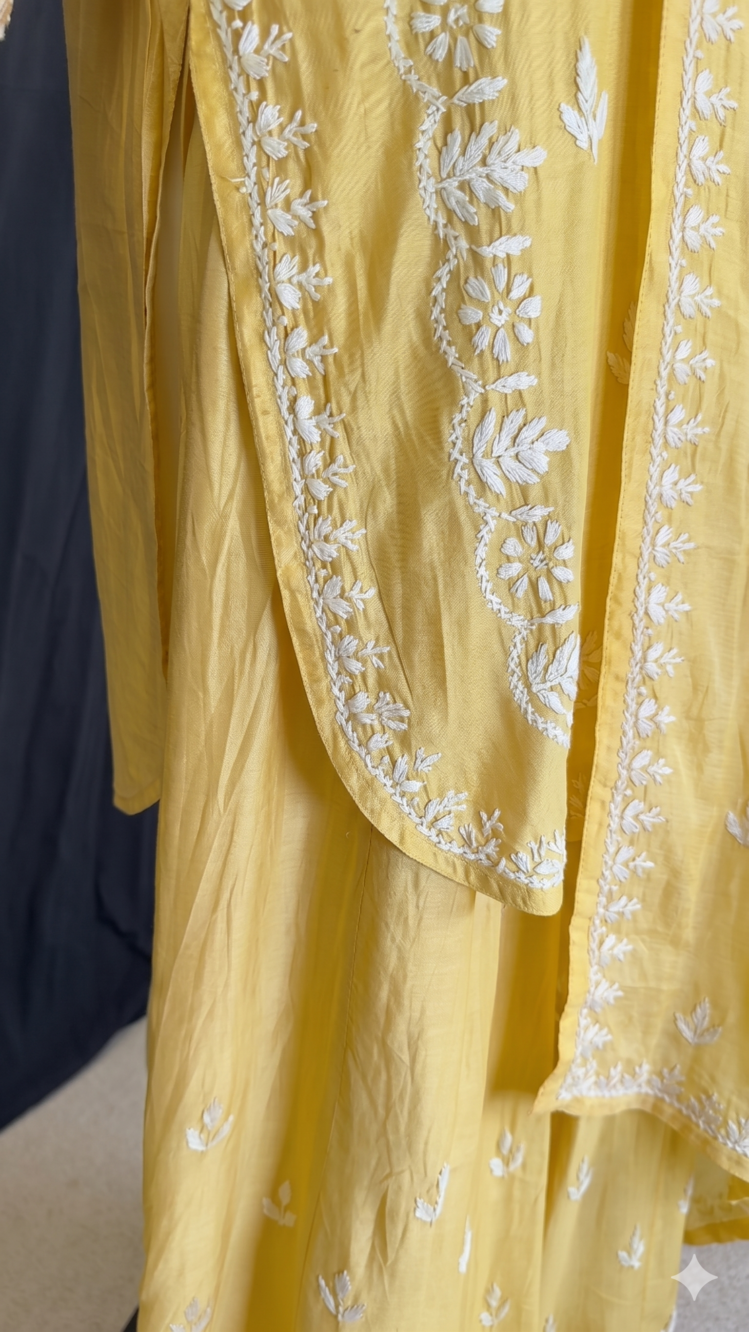 Lemon Yellow / Pastel Yellow Chanderi Cotton Silk Sharara Set