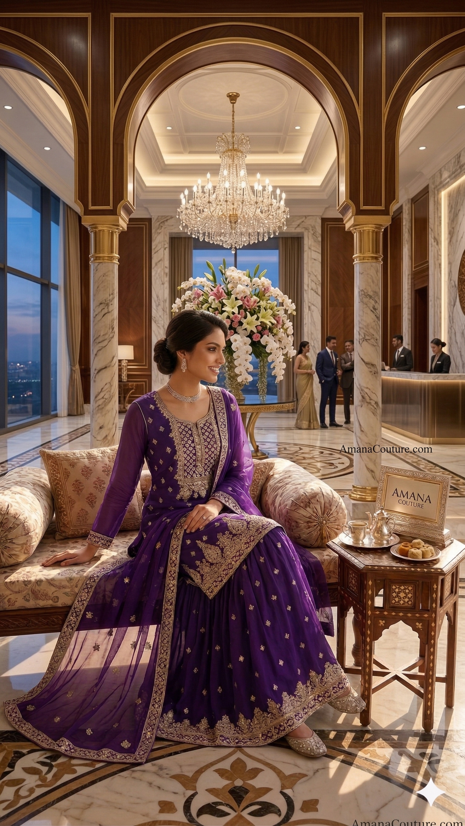 Purple Georgette Sharara Set