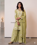 Sage Green / Pastel Olive Chanderi Cotton Silk Sharara Set