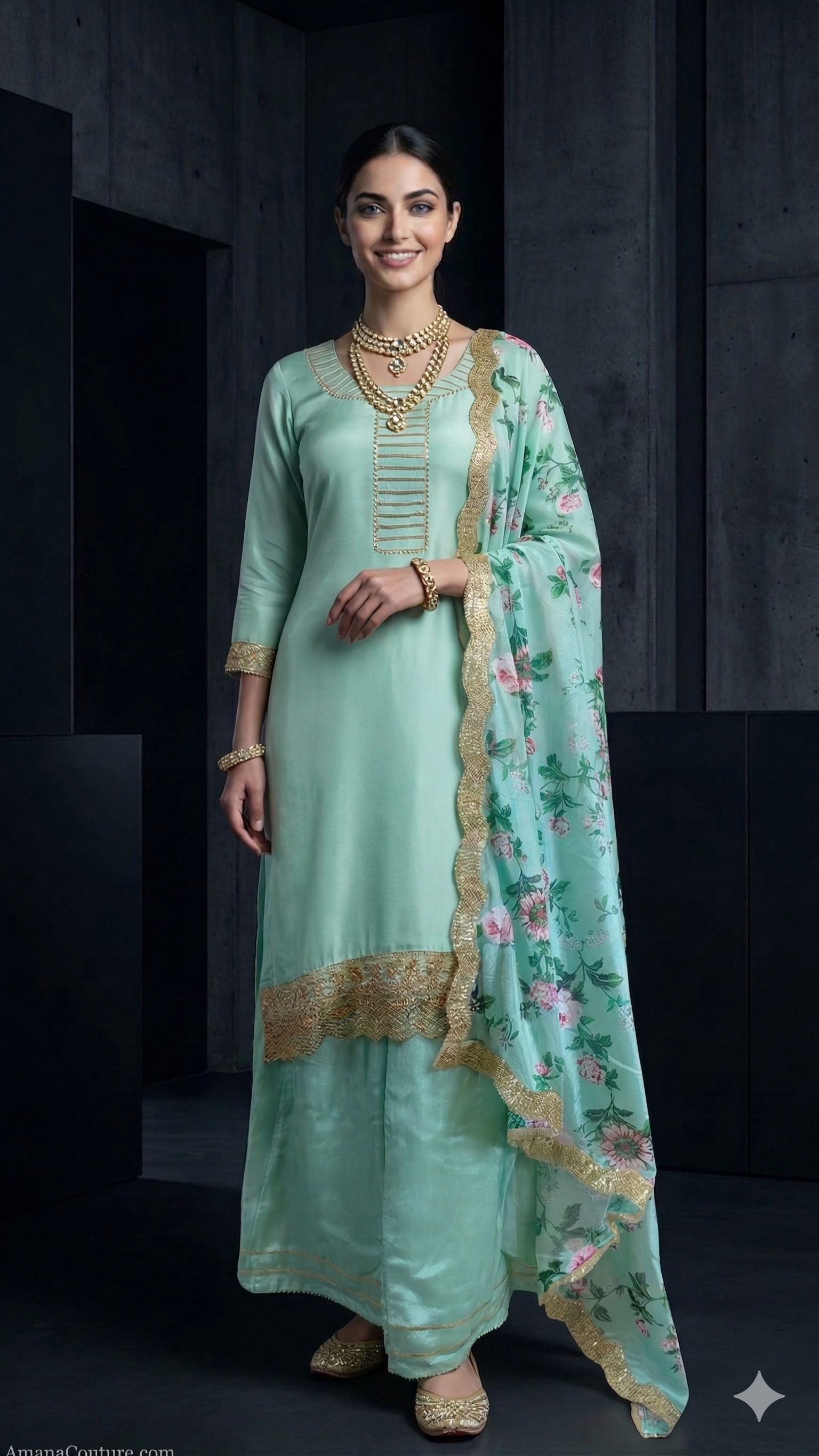 Light Mint Green Pure Upaada Silk Coord Set