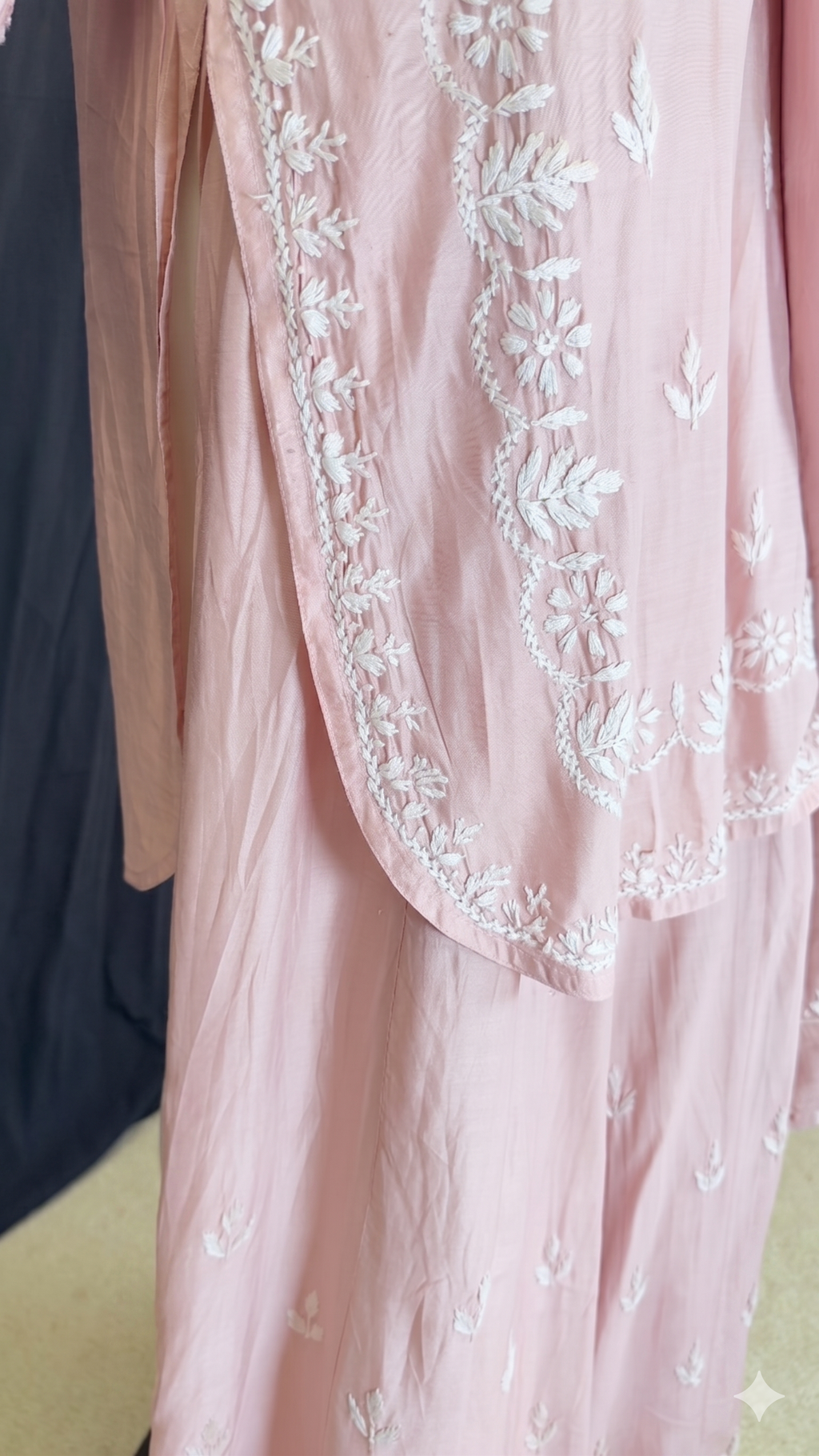 Soft Light Pink / Blush Pink Chanderi Cotton Silk Sharara Set