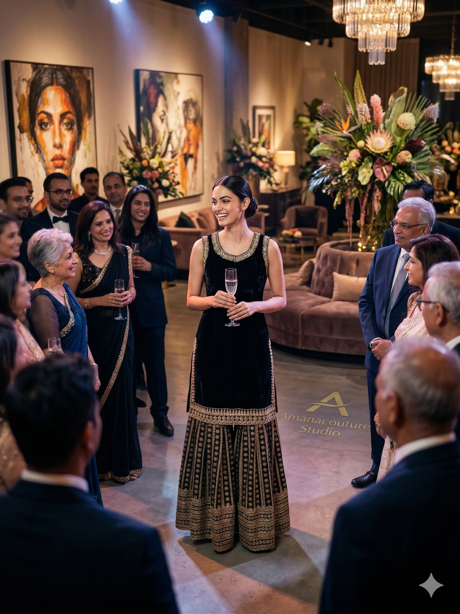 Exquisite Sharara Set in Black Color