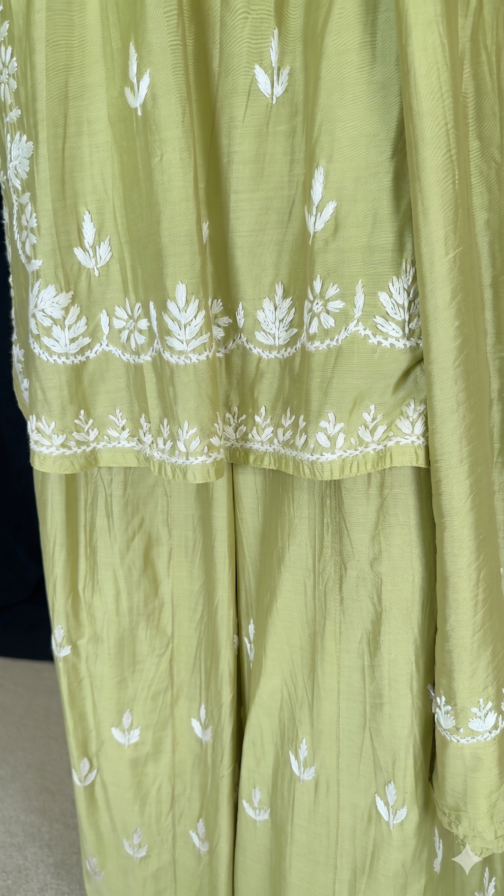 Light Mint Green Chanderi Cotton Silk Sharara Set