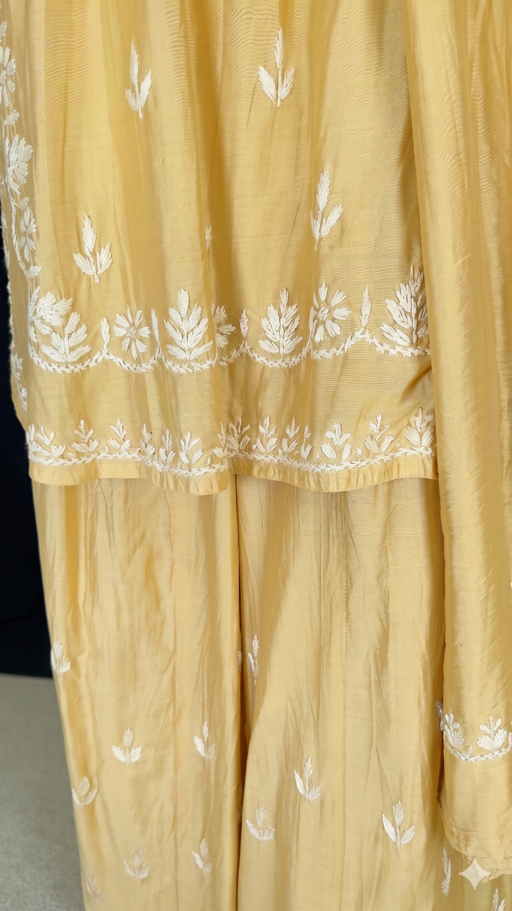 Lemon Yellow / Pastel Yellow Chanderi Cotton Silk Sharara Set