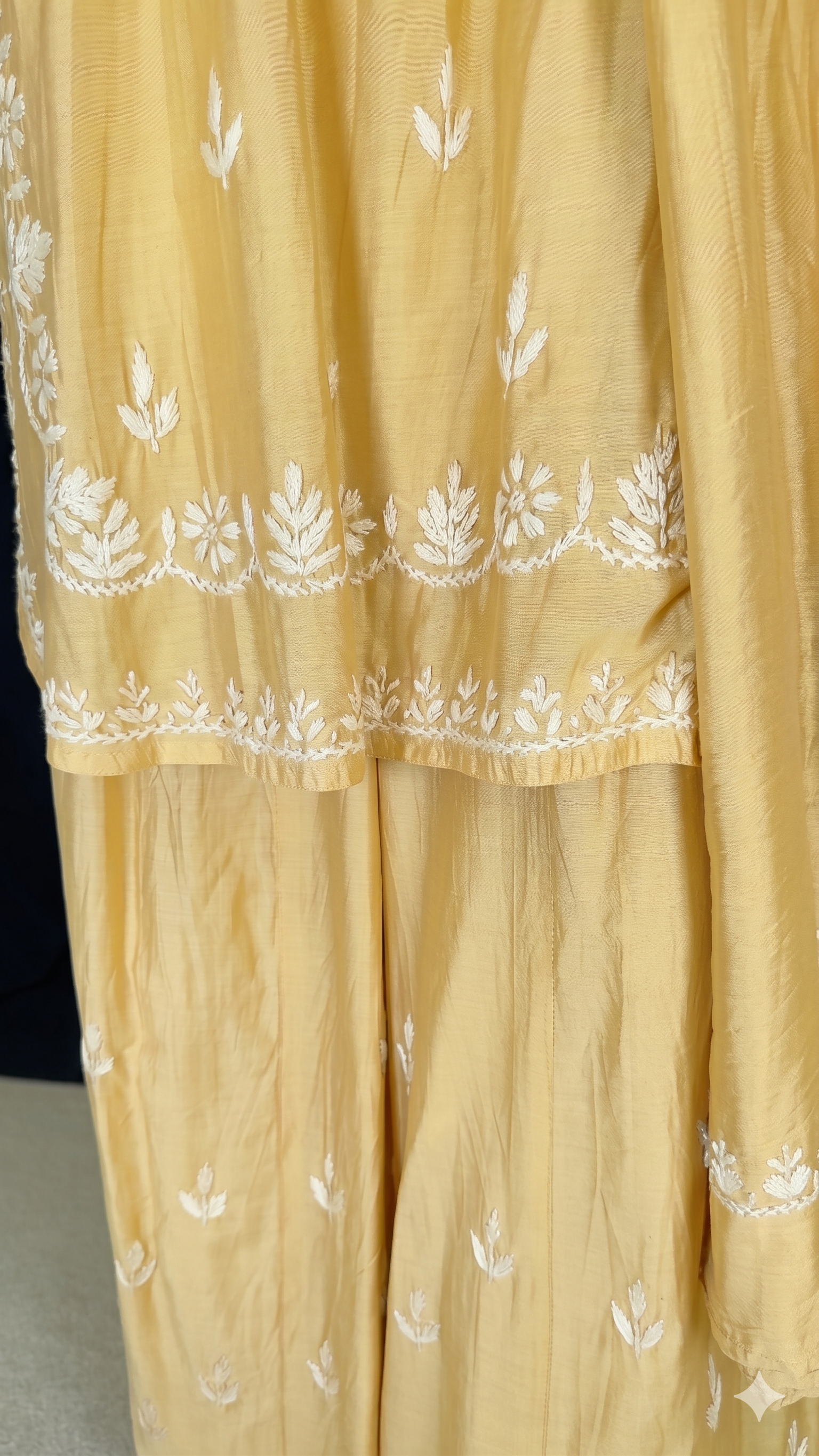 Lemon Yellow / Pastel Yellow Chanderi Cotton Silk Sharara Set
