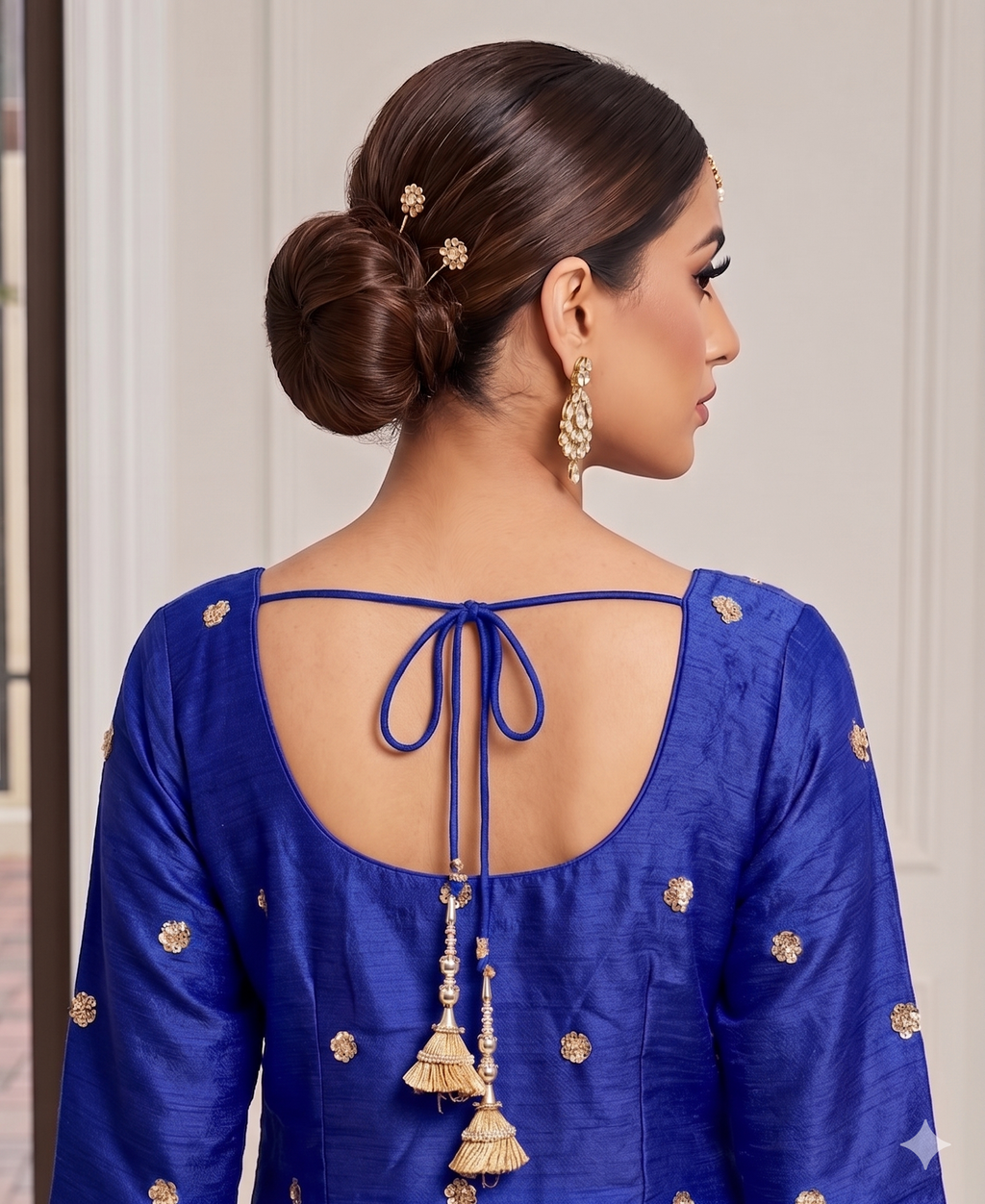 Royal Blue / Sapphire & Midnight Royal Blue Crepe Silk 3-Piece Coord Sharara Set with Chinon Dupatta