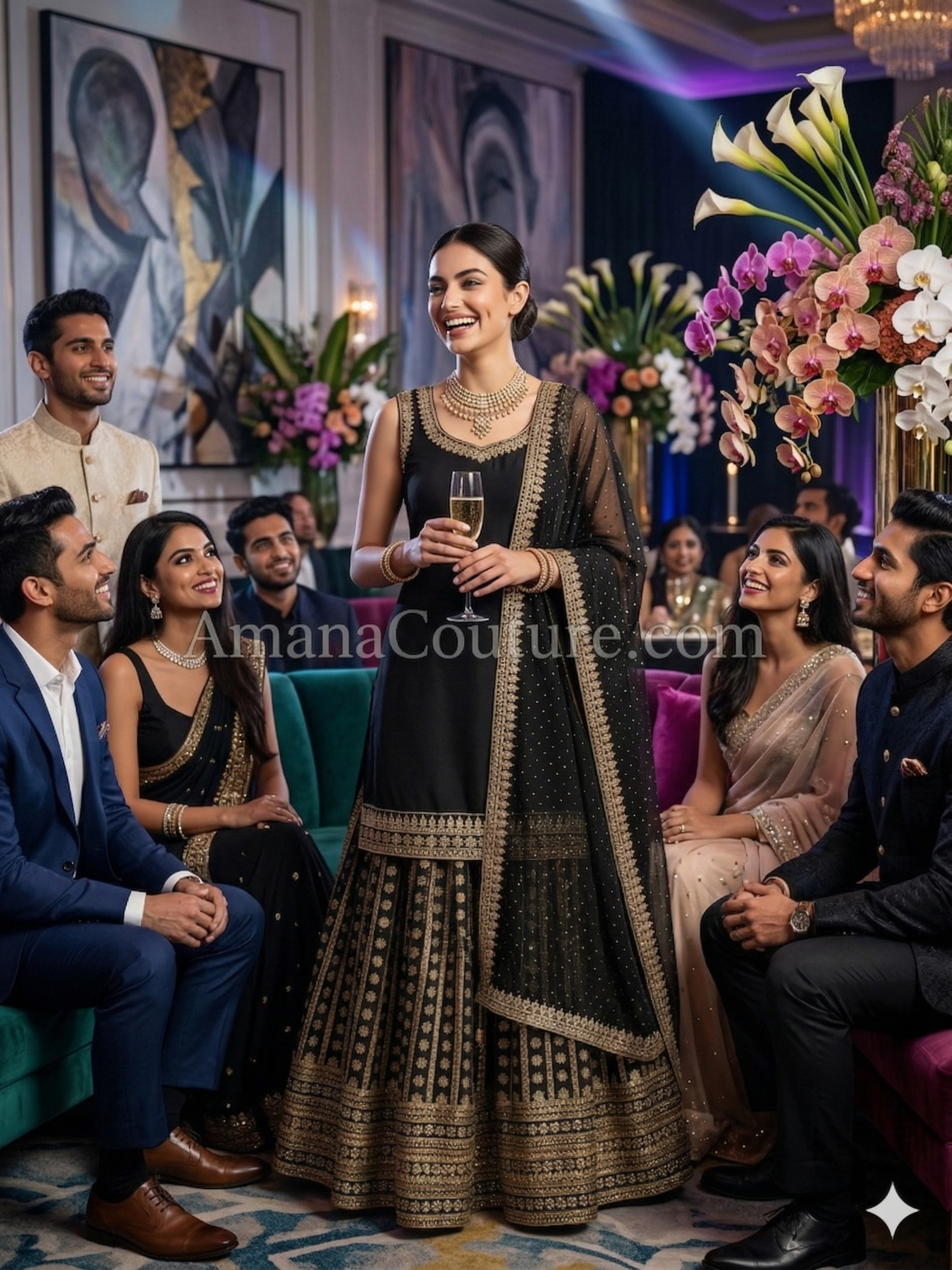 Exquisite Sharara Set in Black Color