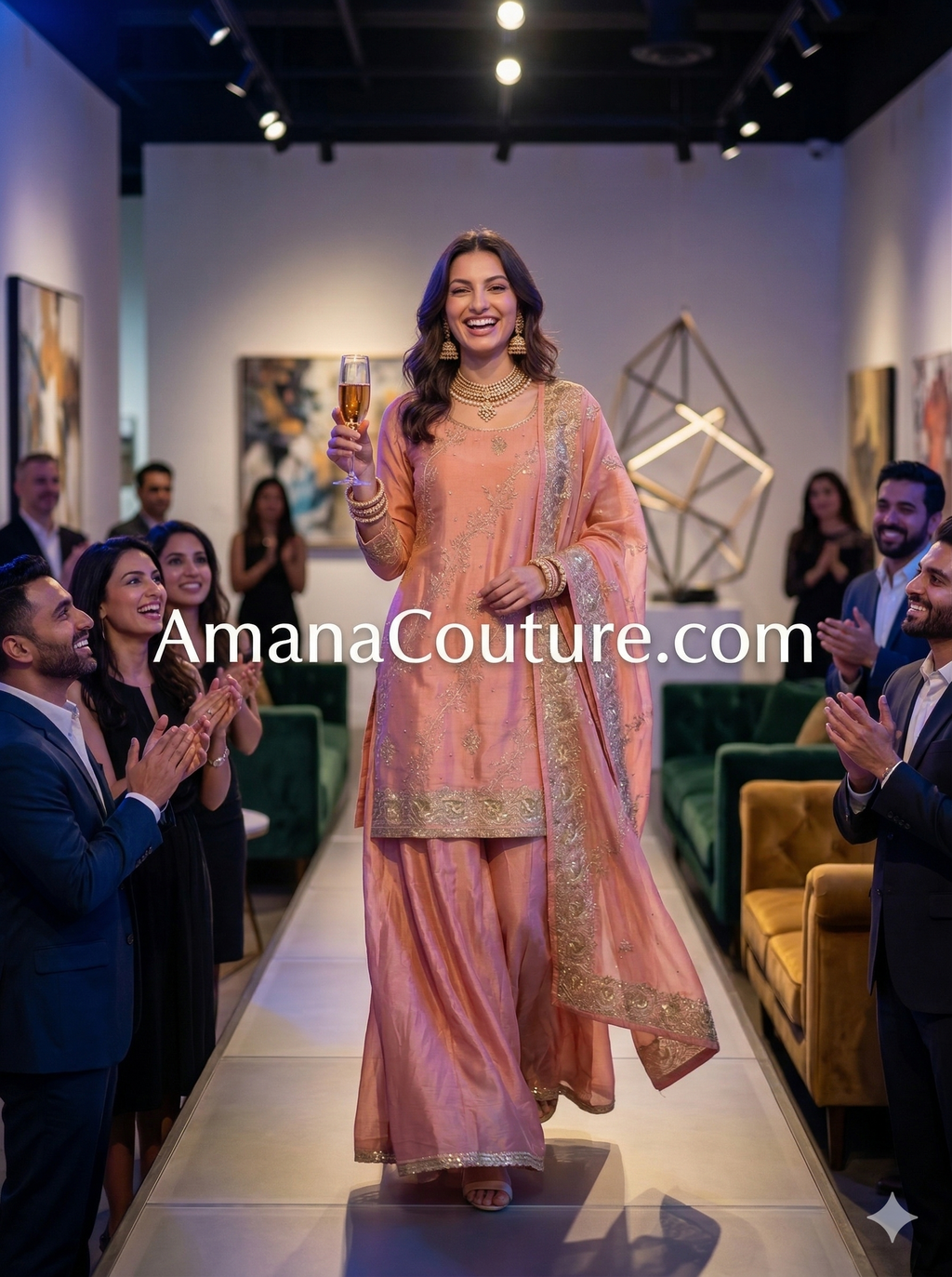 Peachy Pink Flowy Pure Shimmer Silk Sharara Set