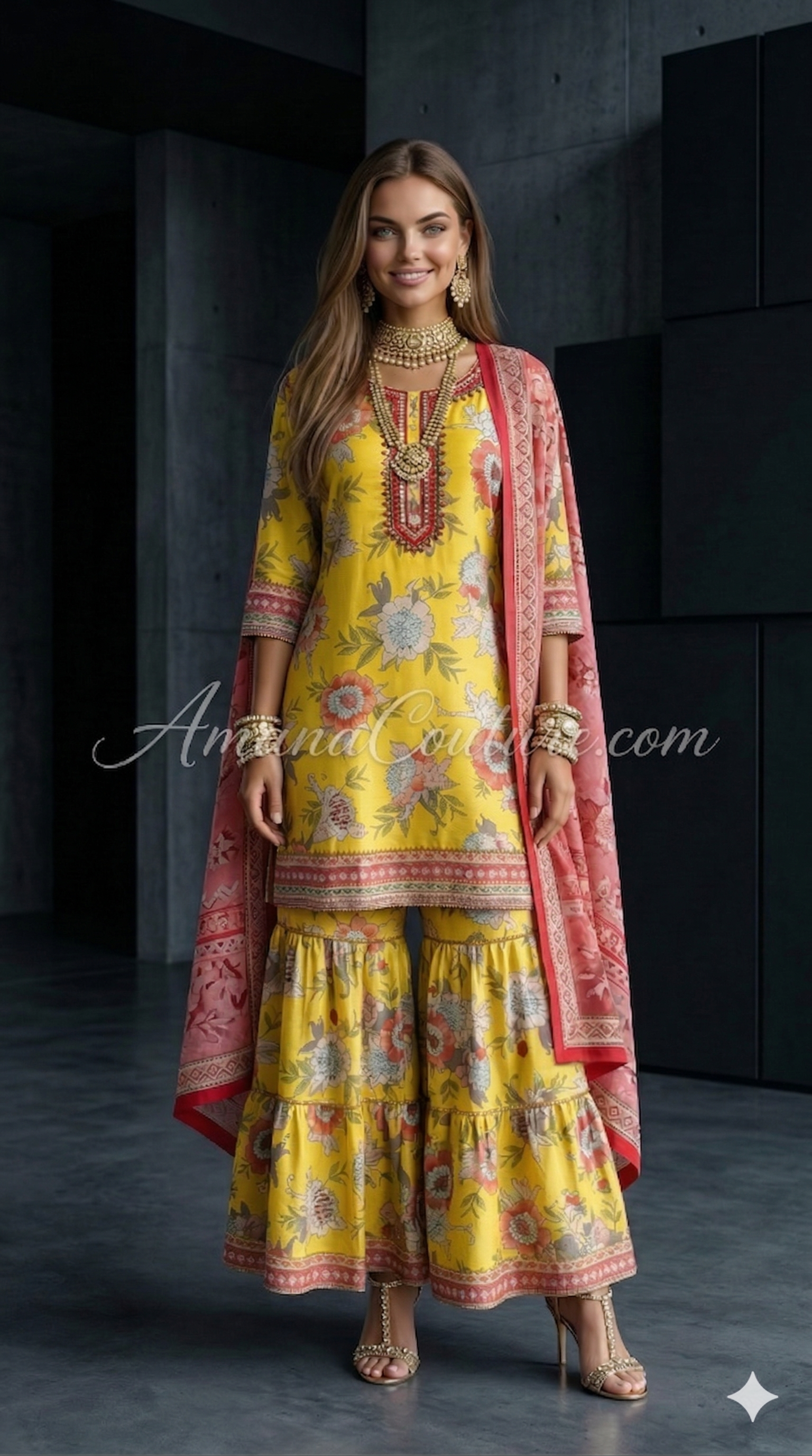 Sage Green Floral Modal Cotton Outfit | Casual & Festive Wear