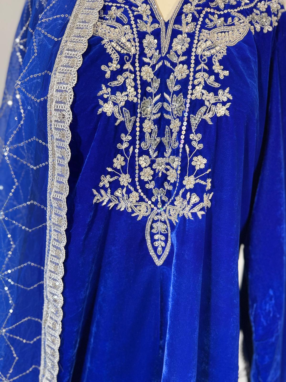 Royal Blue Pure Velvet 3-Piece Set
