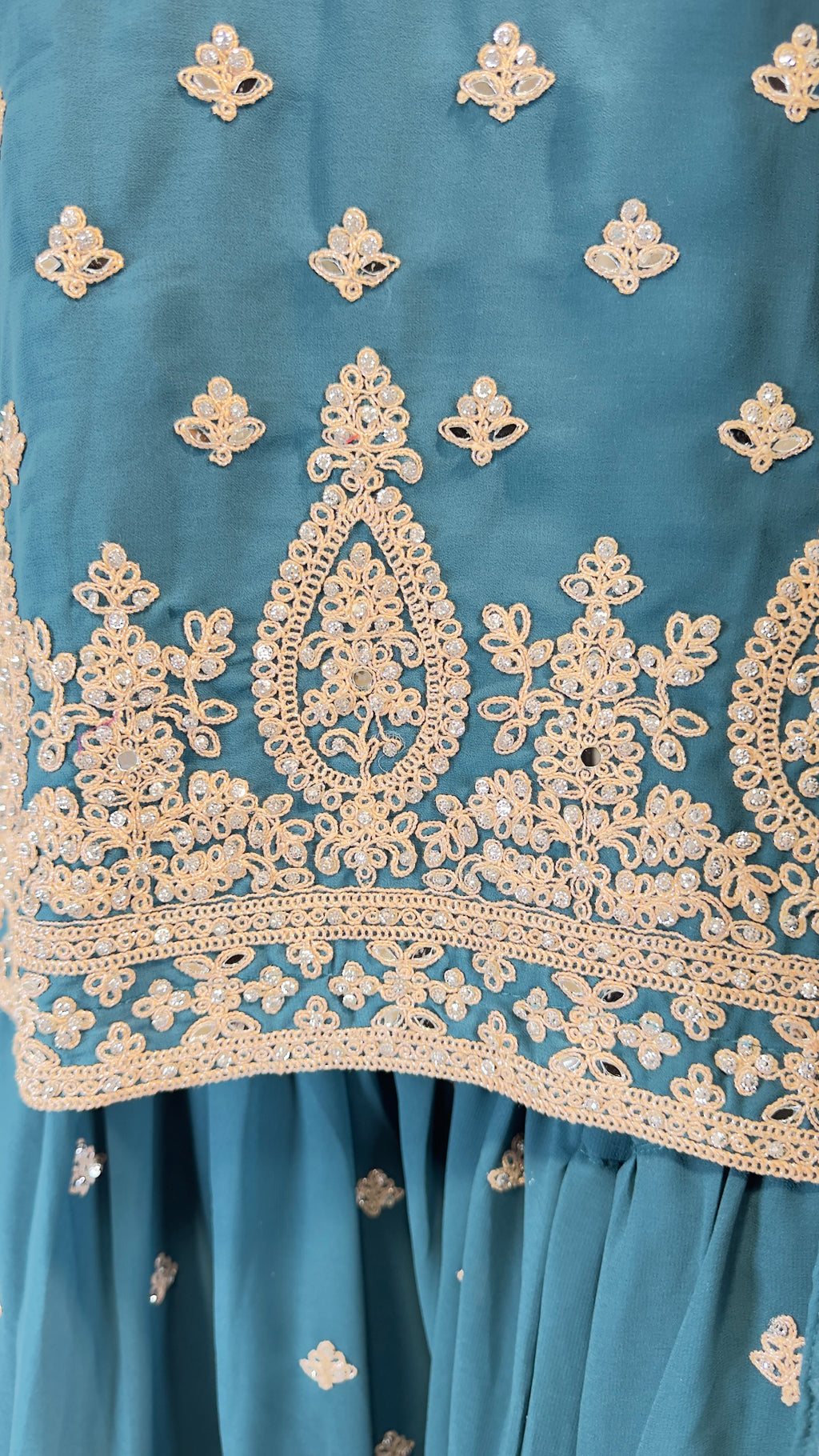Peacock Blue Georgette Sharara Set