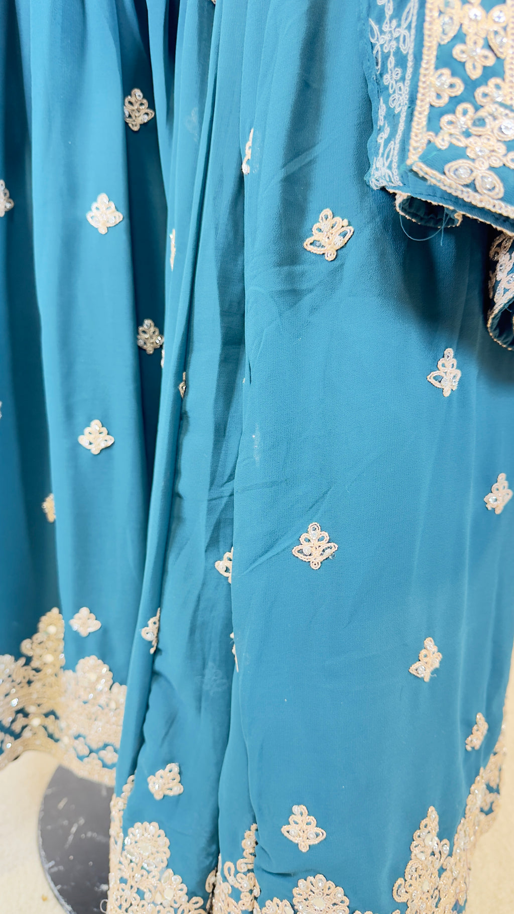 Peacock Blue Georgette Sharara Set