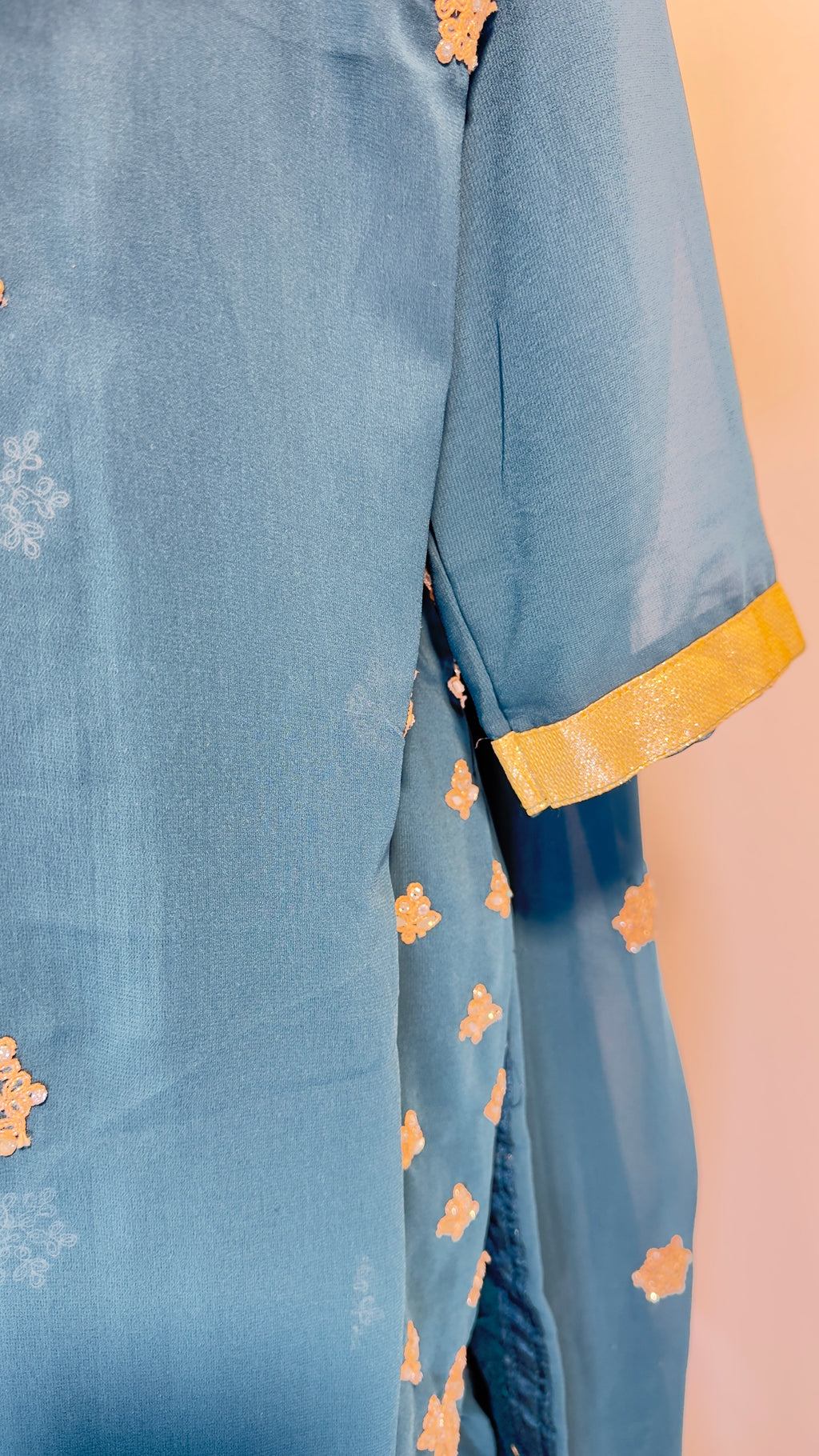 Peacock Blue Georgette Sharara Set