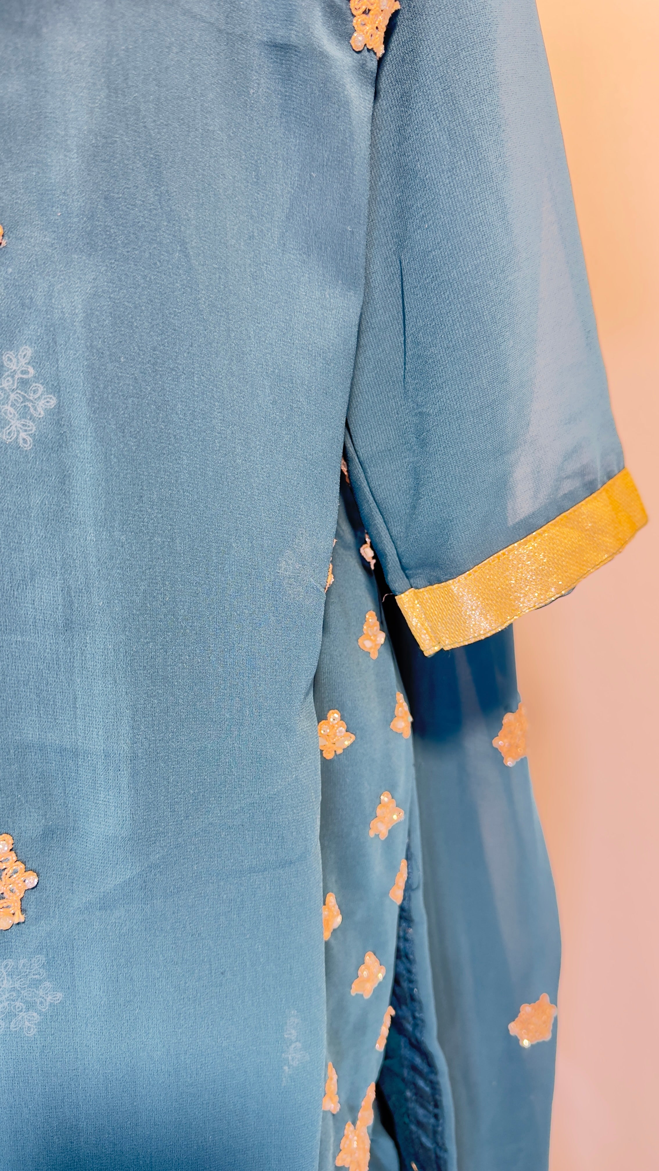 Peacock Blue Georgette Sharara Set
