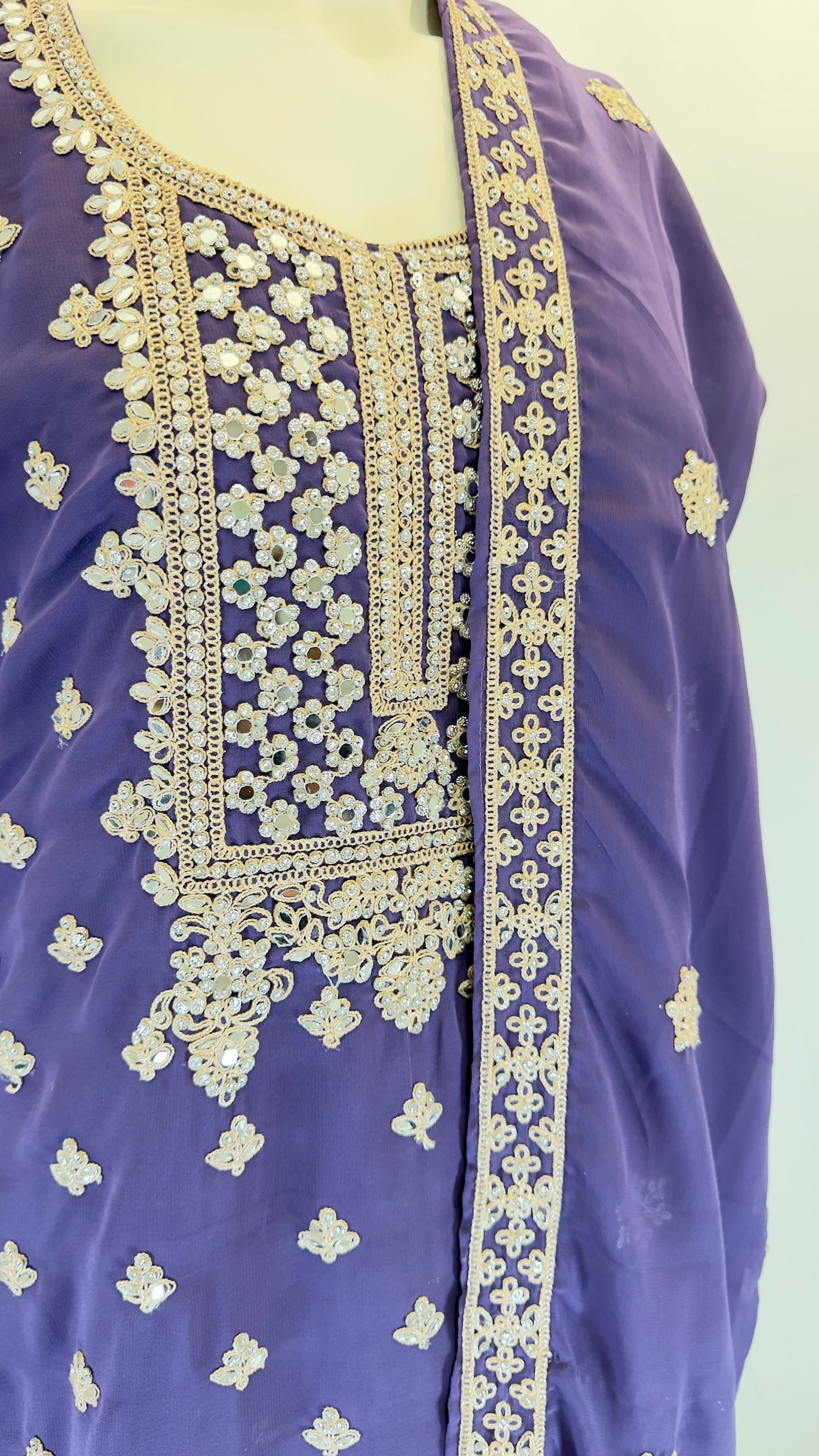 Purple Georgette Sharara Set