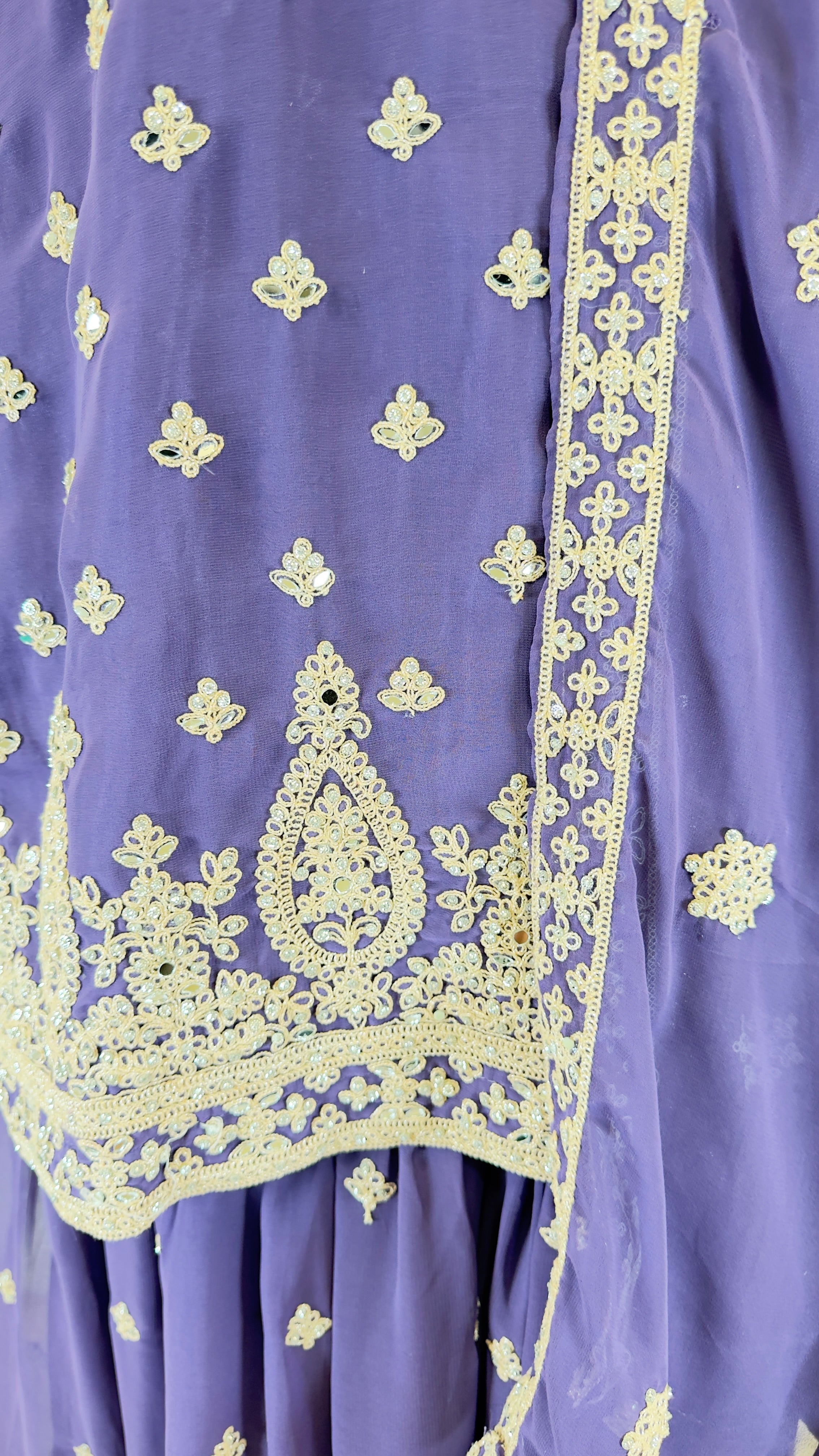 Purple Georgette Sharara Set