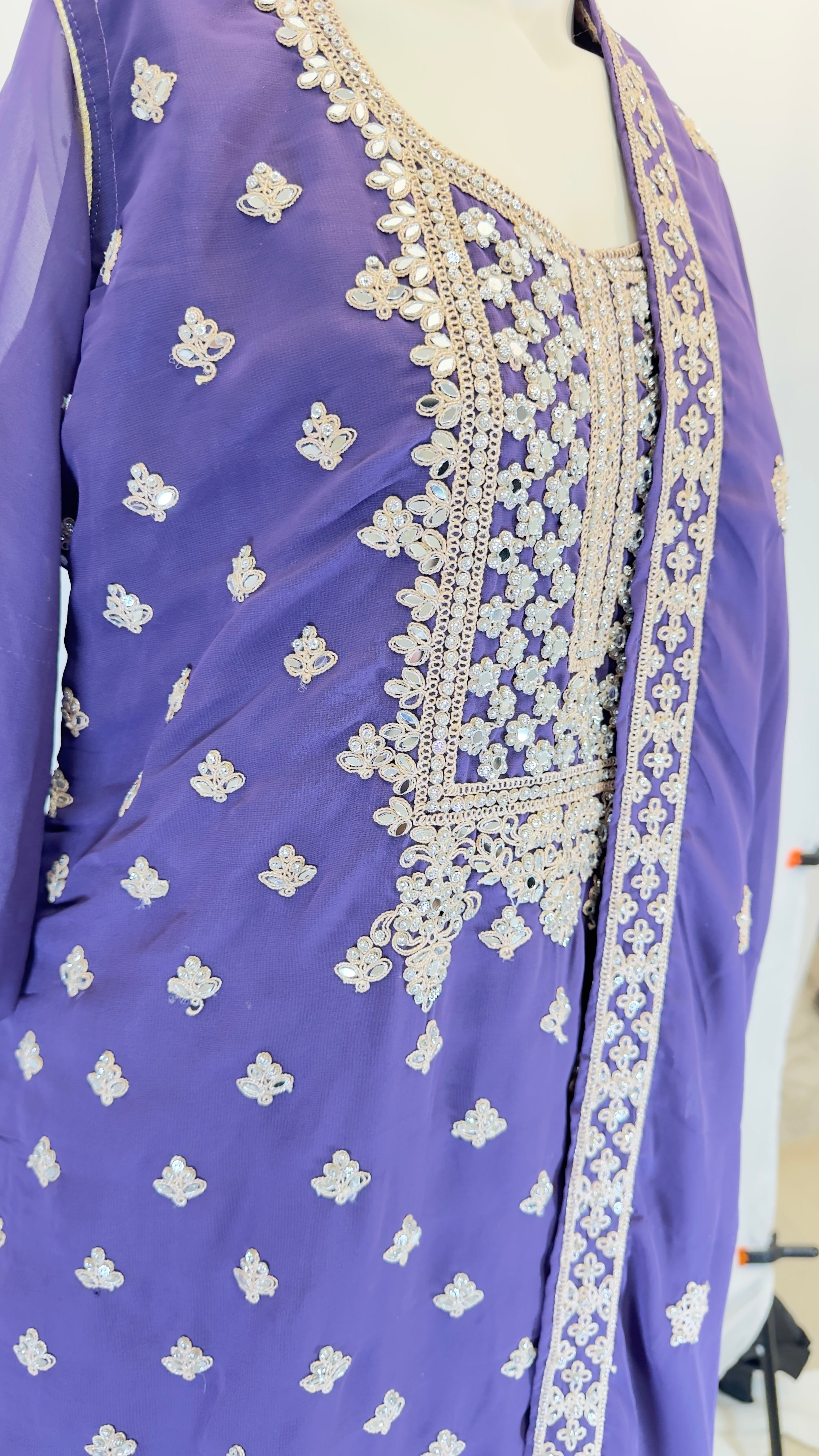 Purple Georgette Sharara Set