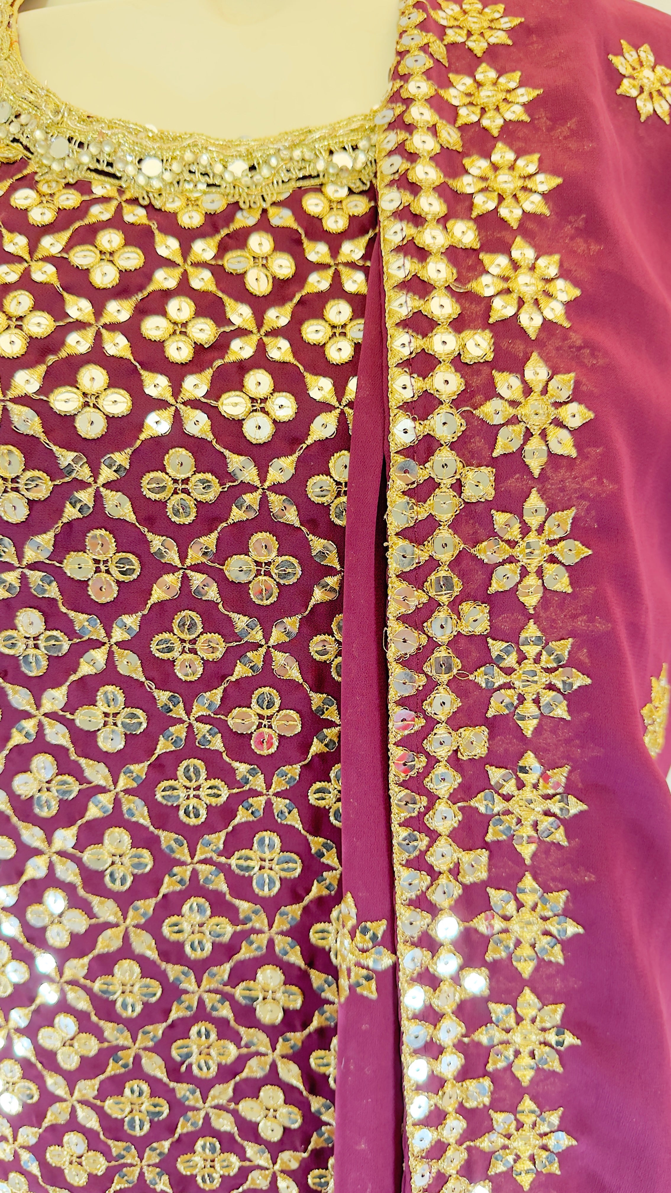 Burgundy Bliss Georgette Sharara Set