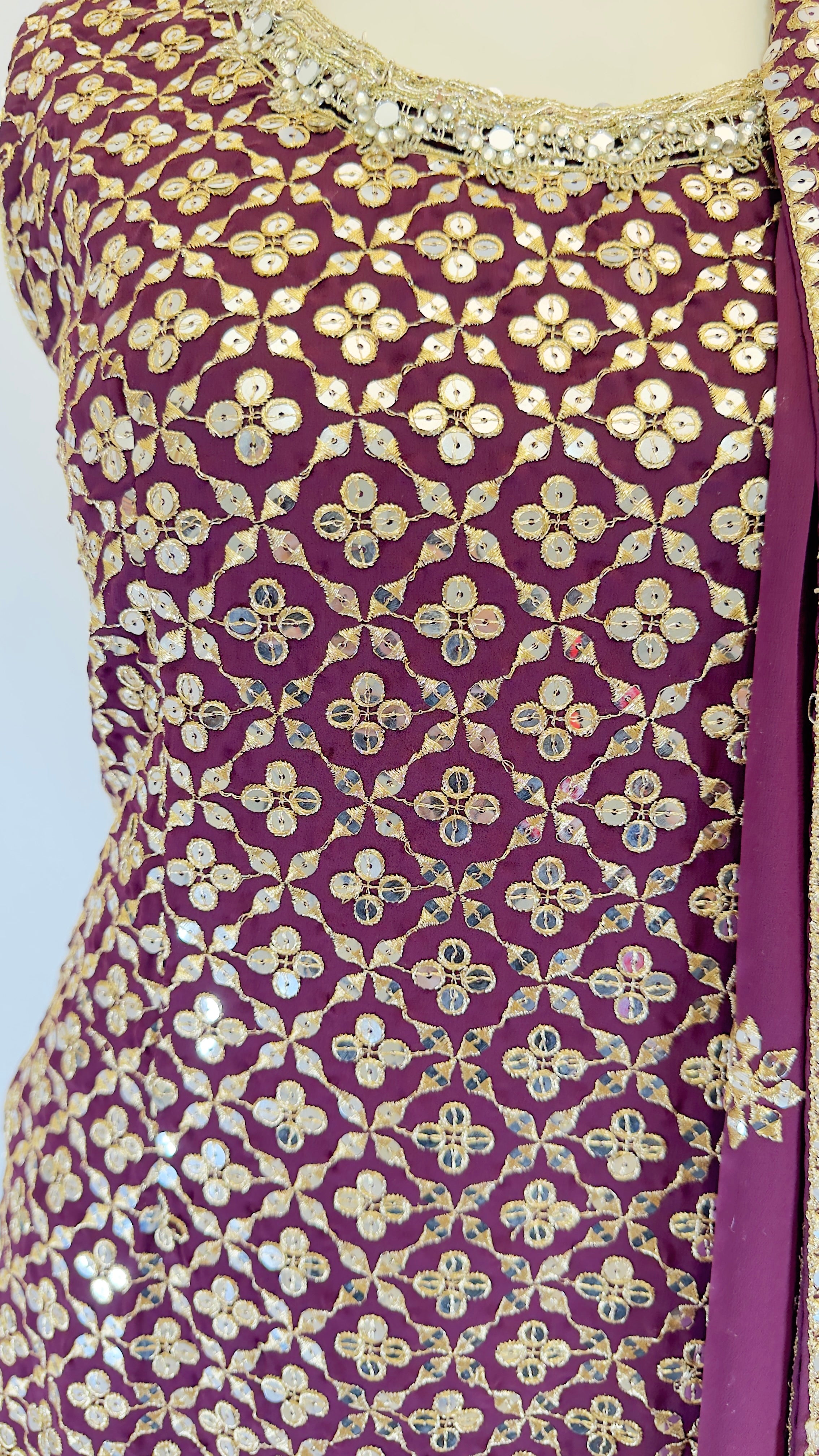 Burgundy Bliss Georgette Sharara Set