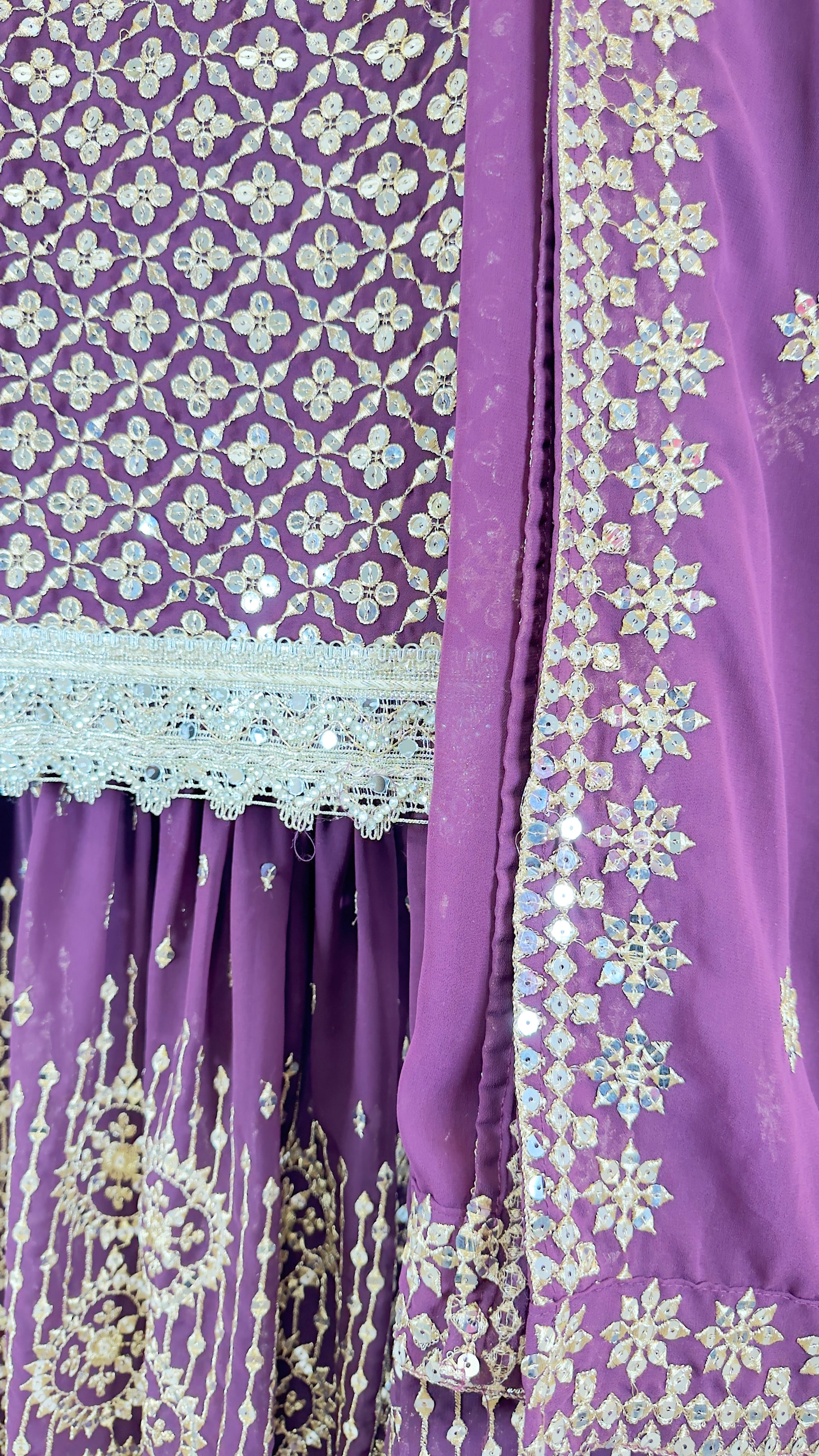 Burgundy Bliss Georgette Sharara Set