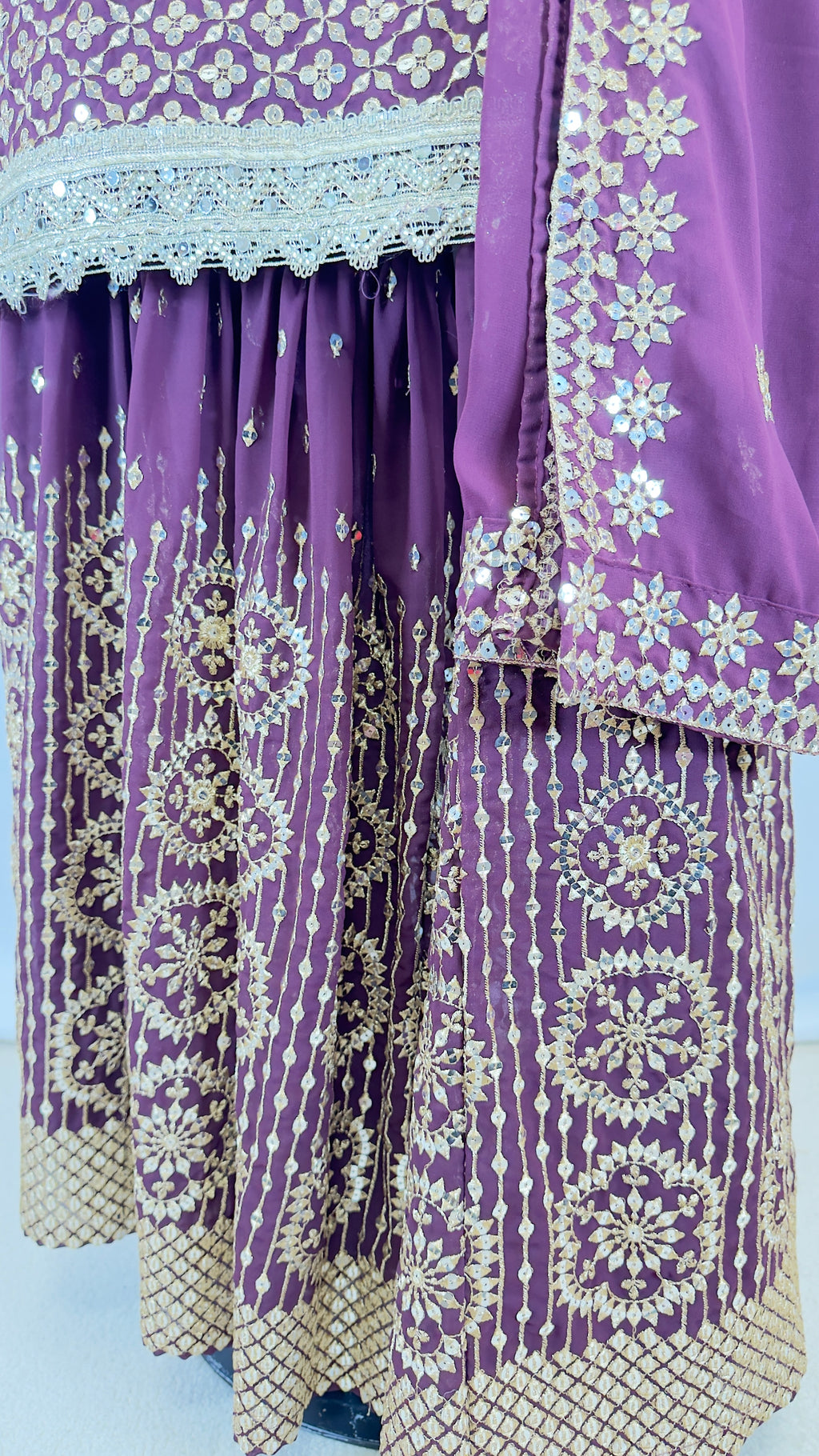 Burgundy Bliss Georgette Sharara Set