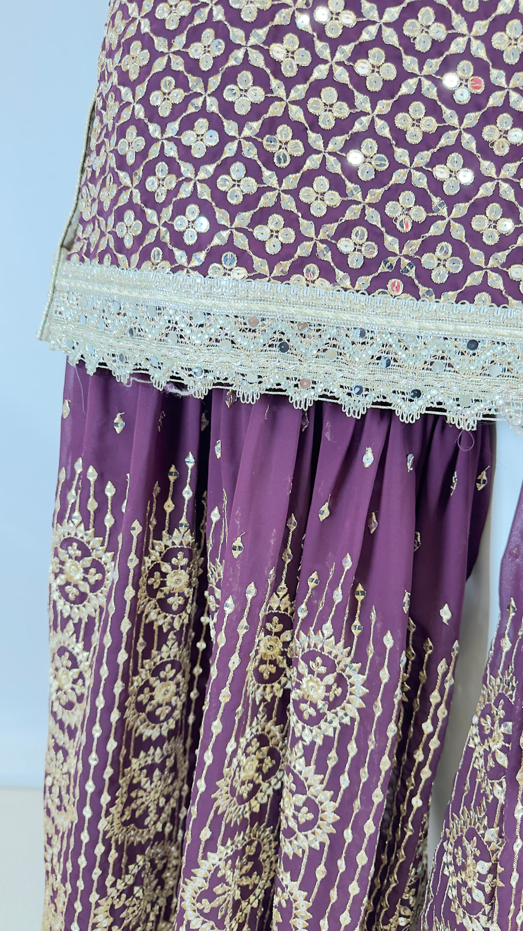 Burgundy Bliss Georgette Sharara Set