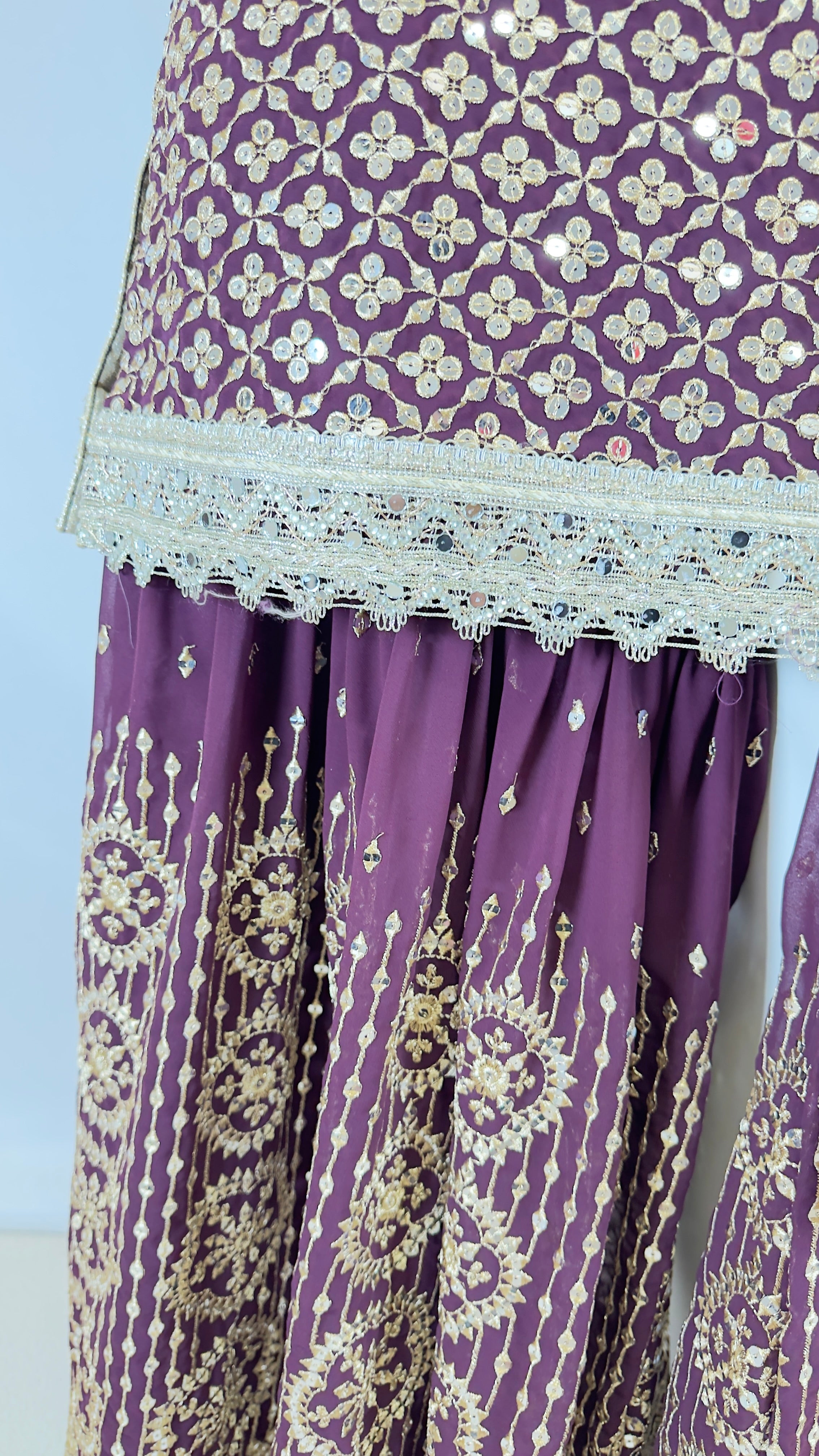 Burgundy Bliss Georgette Sharara Set