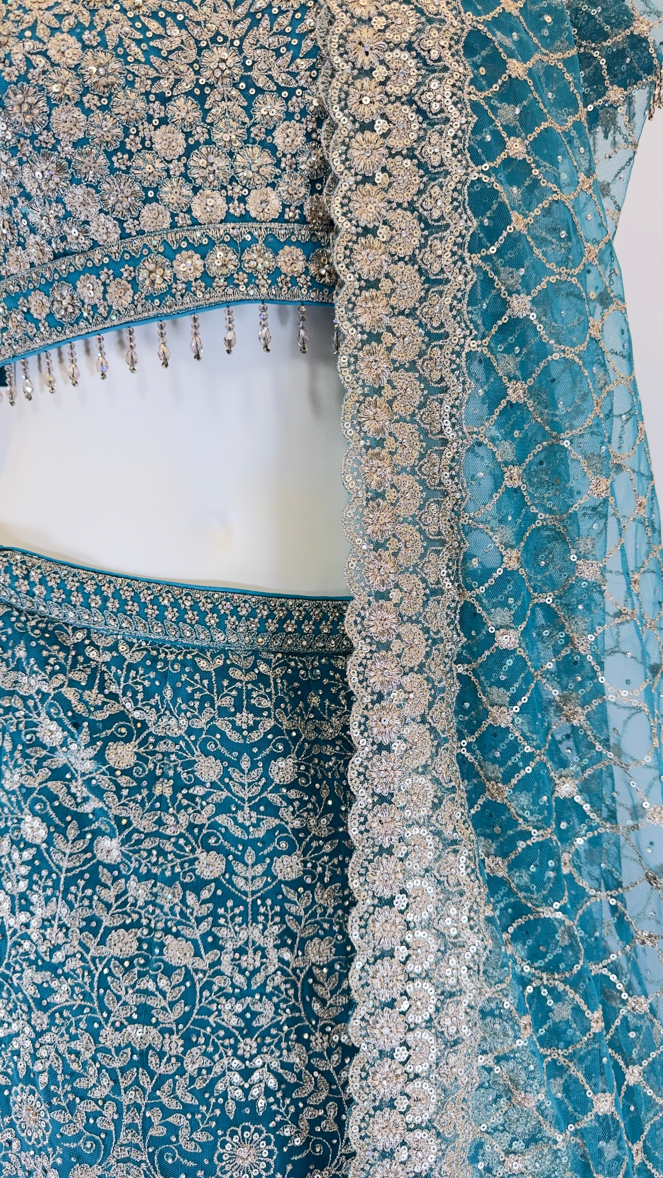 Teal Blue Full-Flared Lehenga Set
