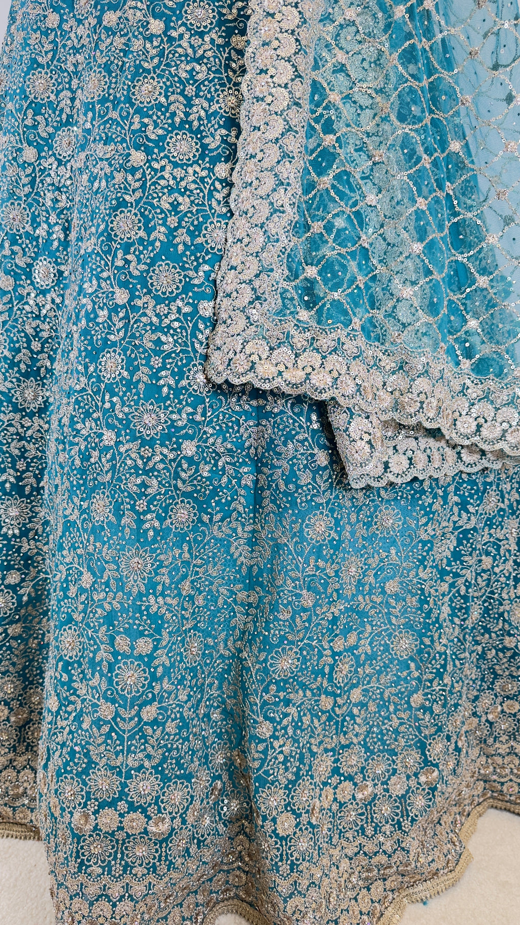 Teal Blue Full-Flared Lehenga Set