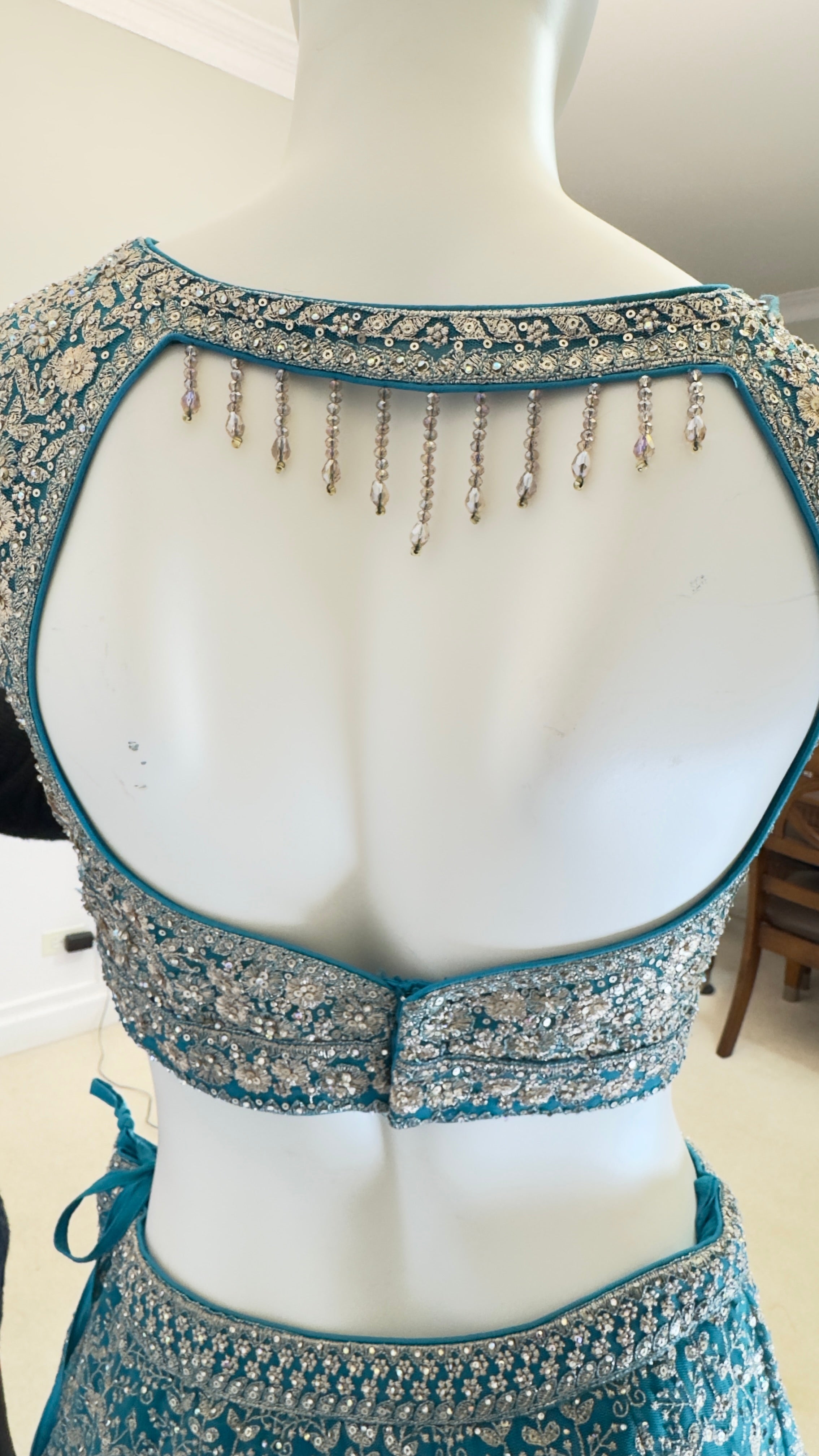 Teal Blue Full-Flared Lehenga Set