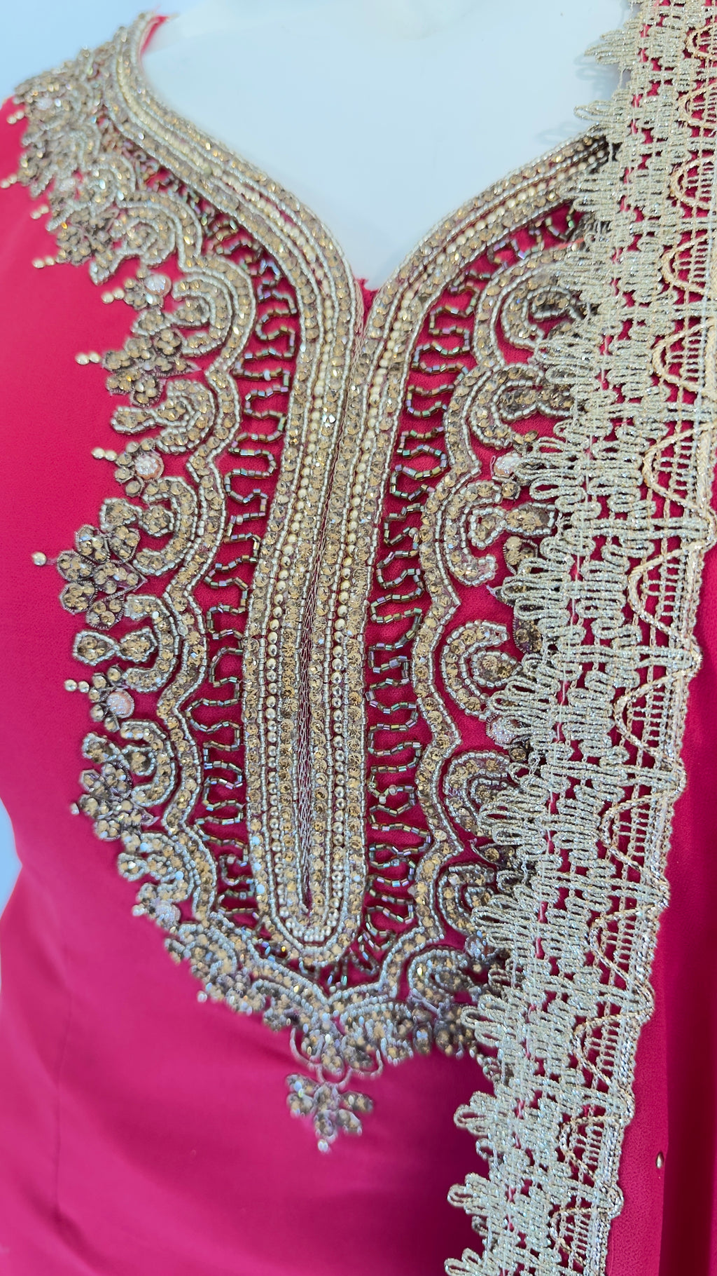 Red Dhoti-Style Outfit with Golden Embroidery
