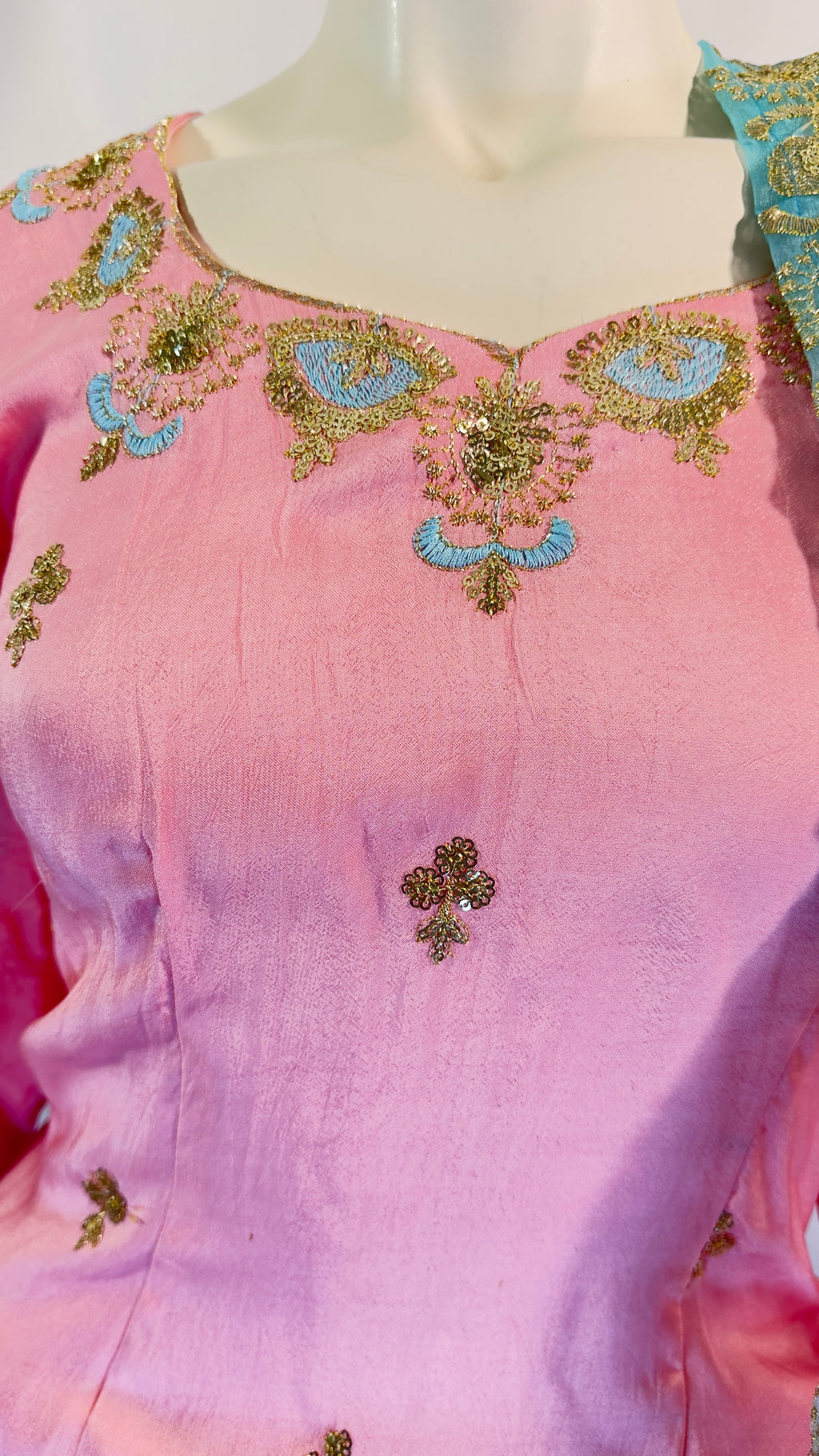 Pastel Triple Blend Lehenga Set with Embroidered Jaal Dupatta