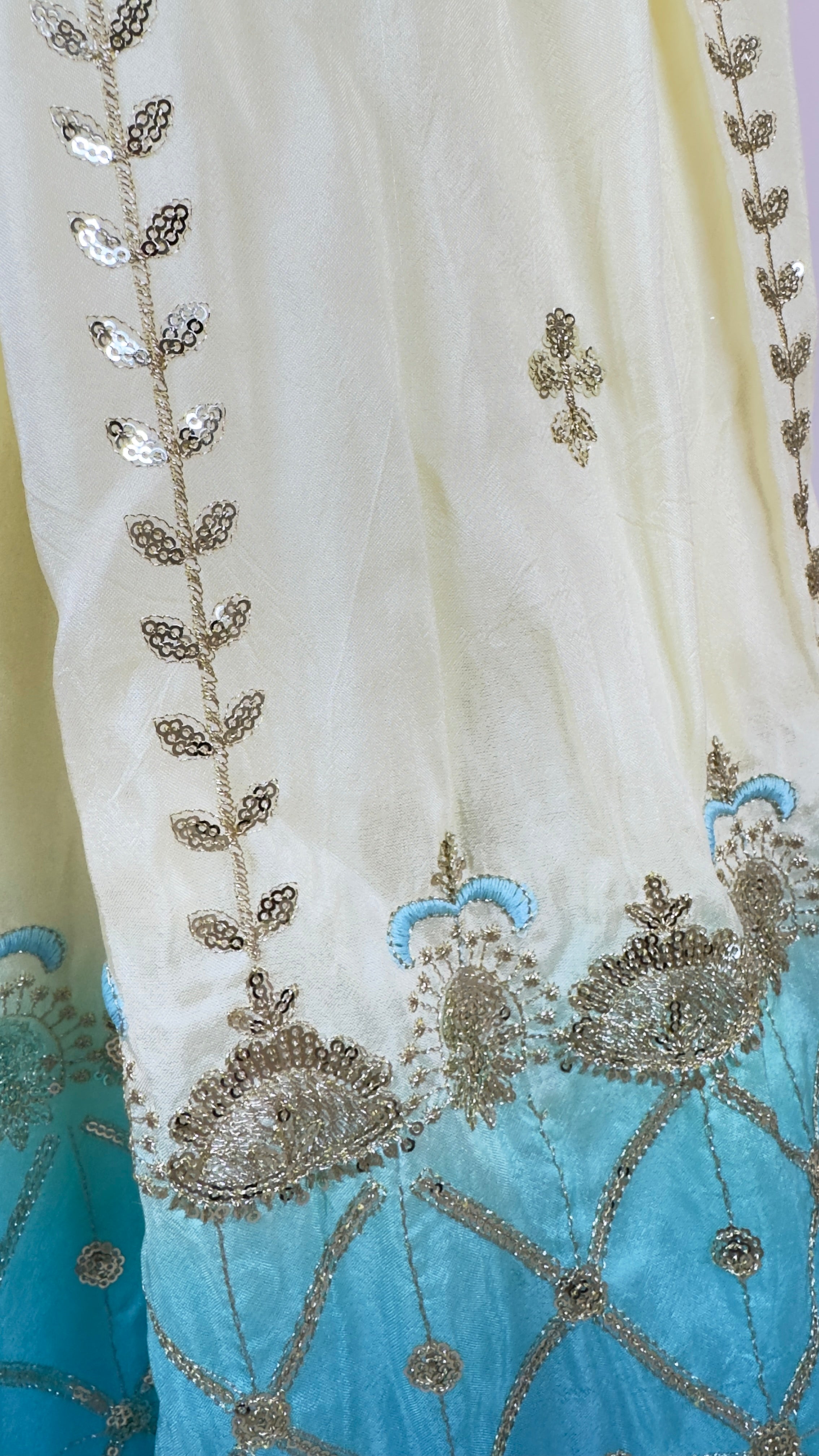 Pastel Triple Blend Lehenga Set with Embroidered Jaal Dupatta