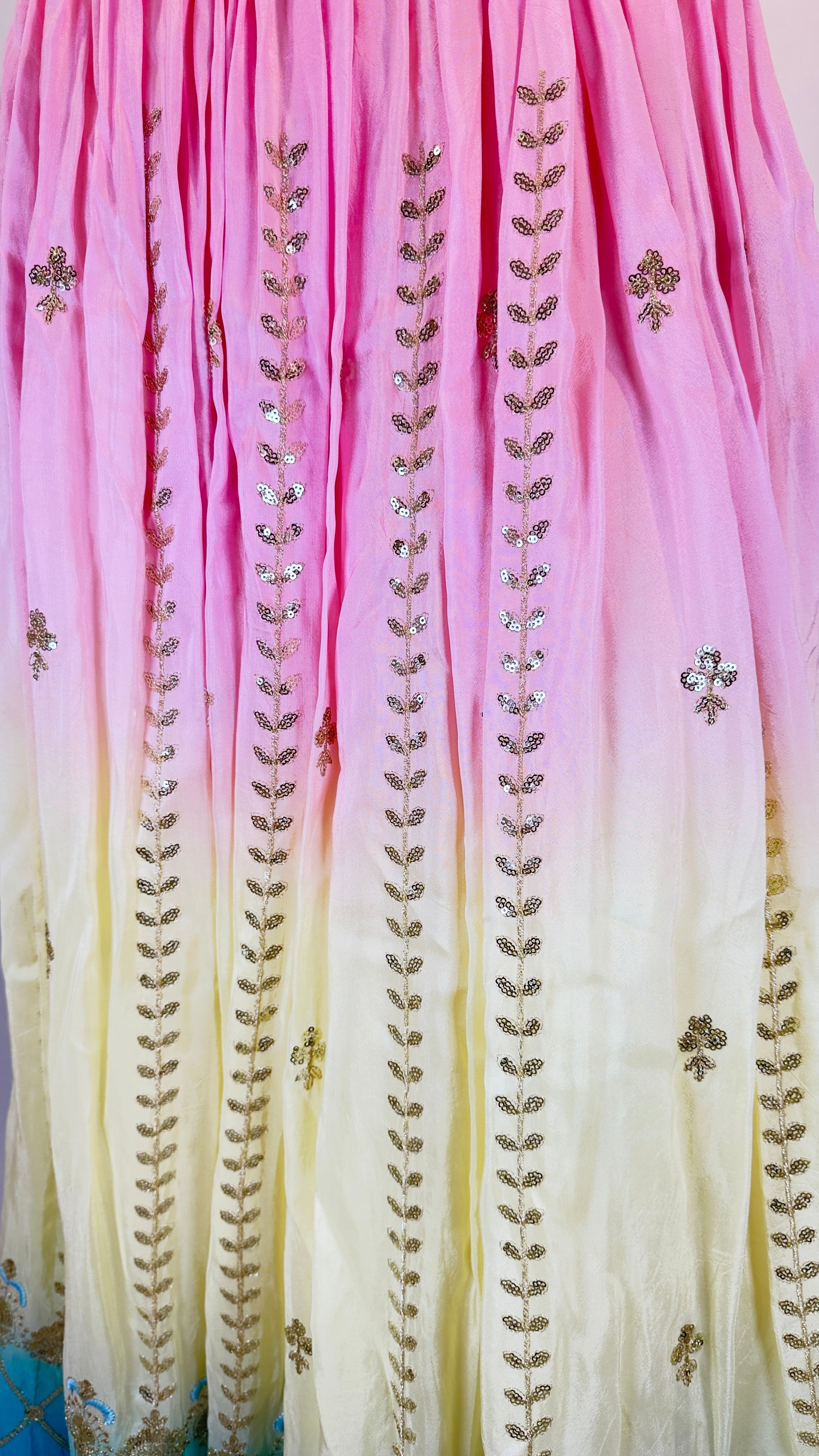 Pastel Triple Blend Lehenga Set with Embroidered Jaal Dupatta