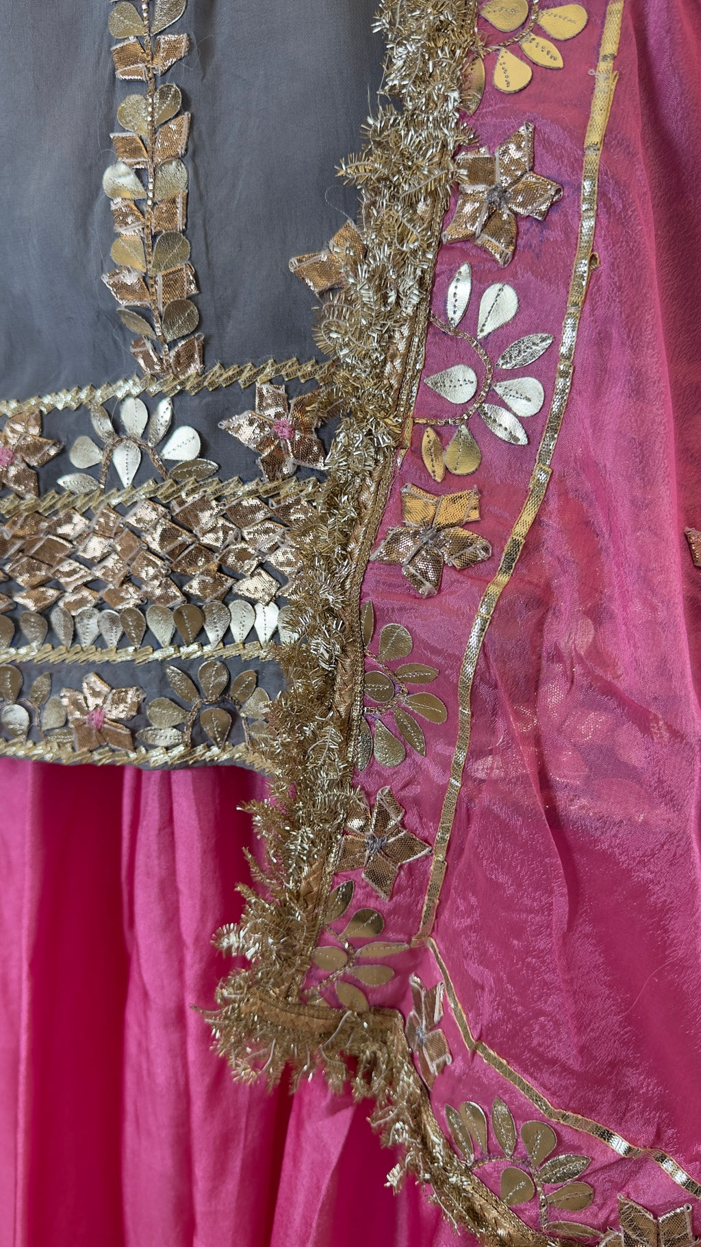 Soft Grey & Gulabi Pink Pure Upaada Silk Sharara Set