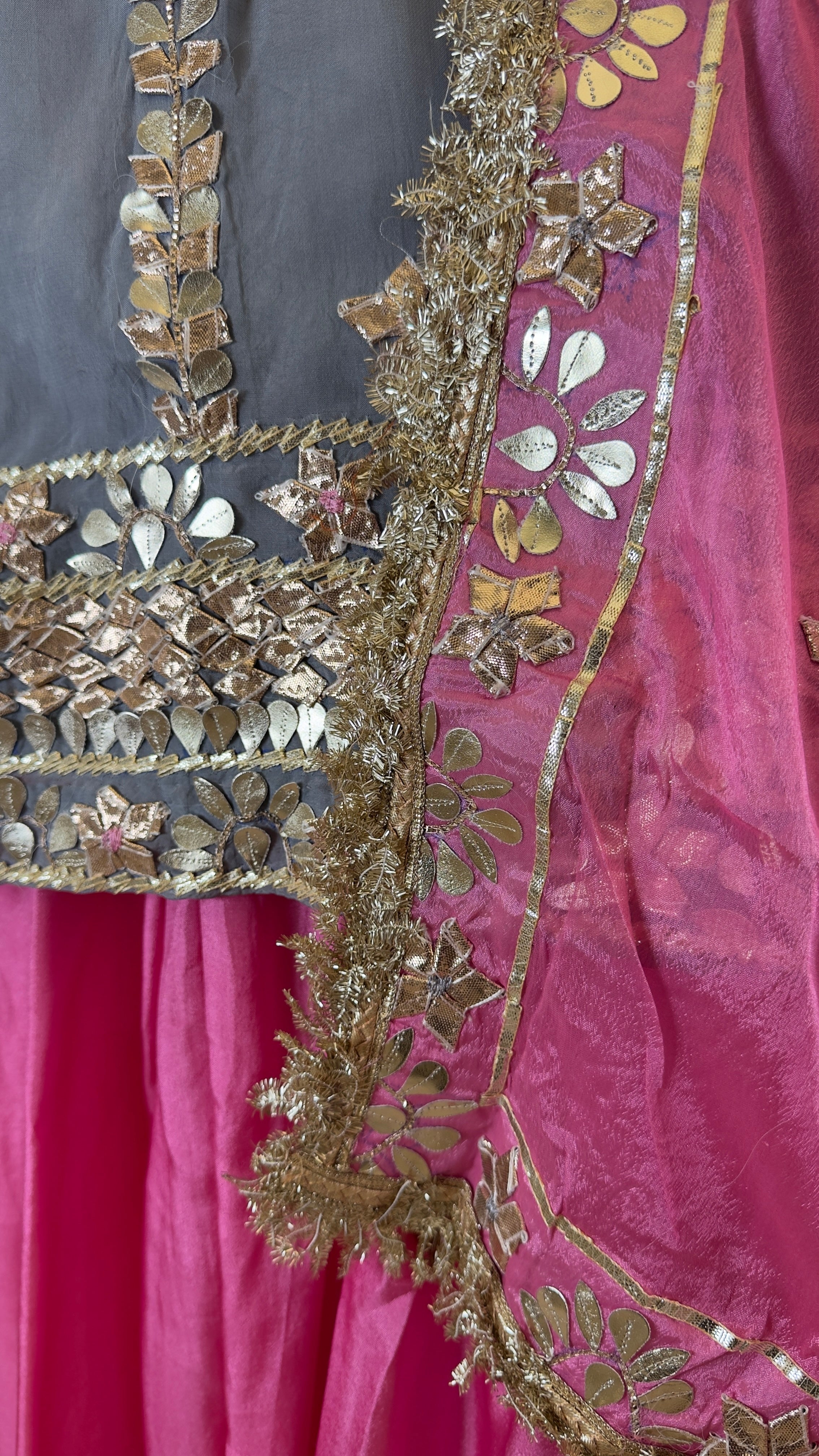 Soft Grey & Gulabi Pink Pure Upaada Silk Sharara Set