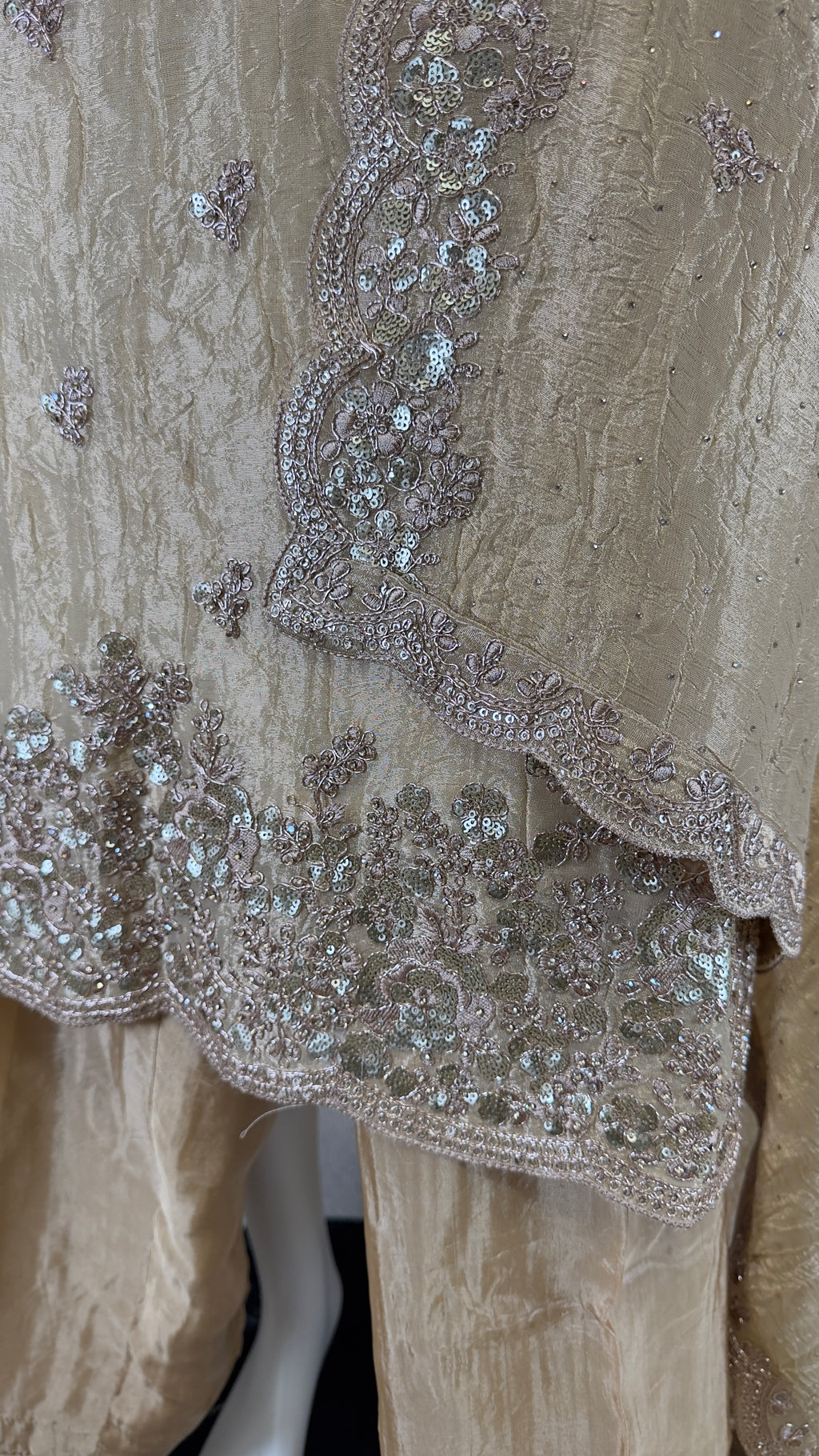 Shimmer Golden Palazzo Outfit | Plus Size Party & Wedding Wear