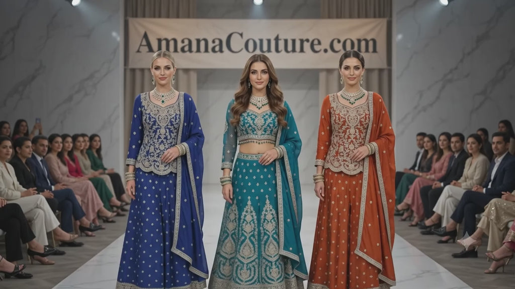 Rust Burnt Orange / Autumn Flame / Canyon Rust Crepe Silk 3-Piece Coord Set with Palazzo & Chinon Dupatta