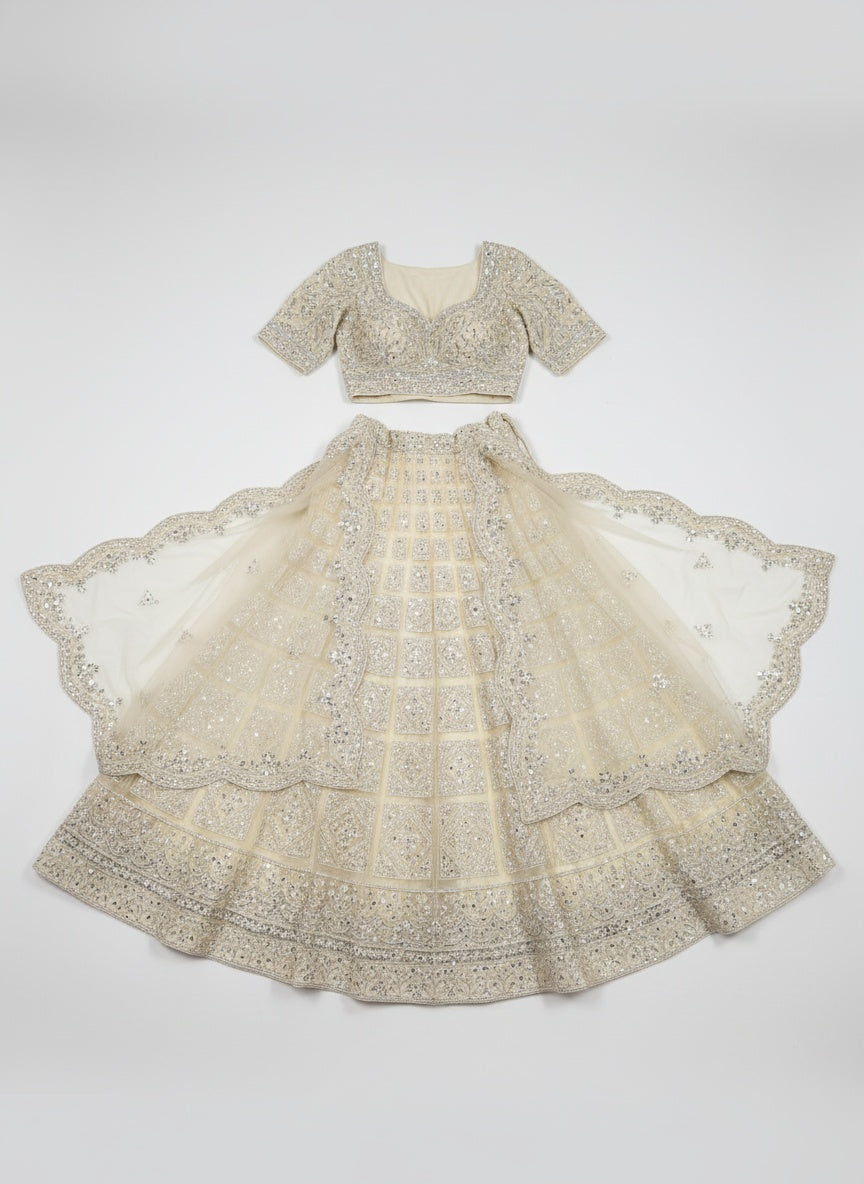 Light Beige Bridal Lehenga with Handwork Embroidery