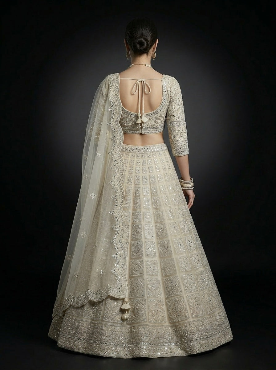 Light Beige Bridal Lehenga with Handwork Embroidery