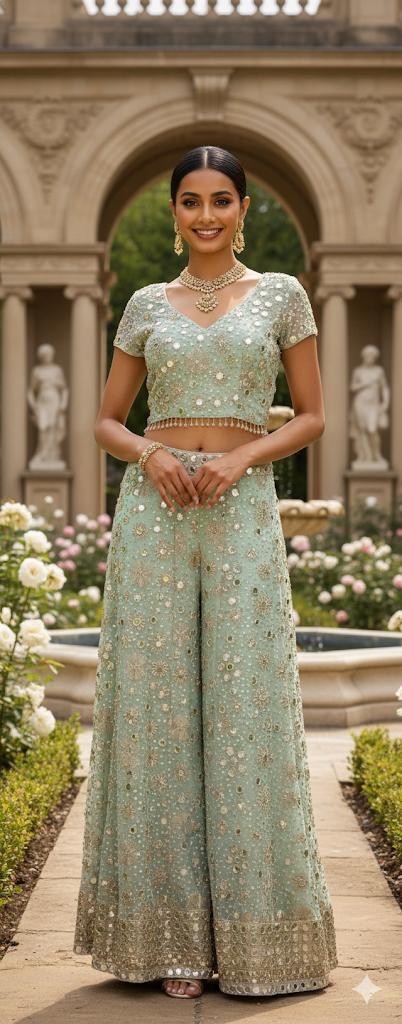 Sharara/flared plazo - 3 piece set